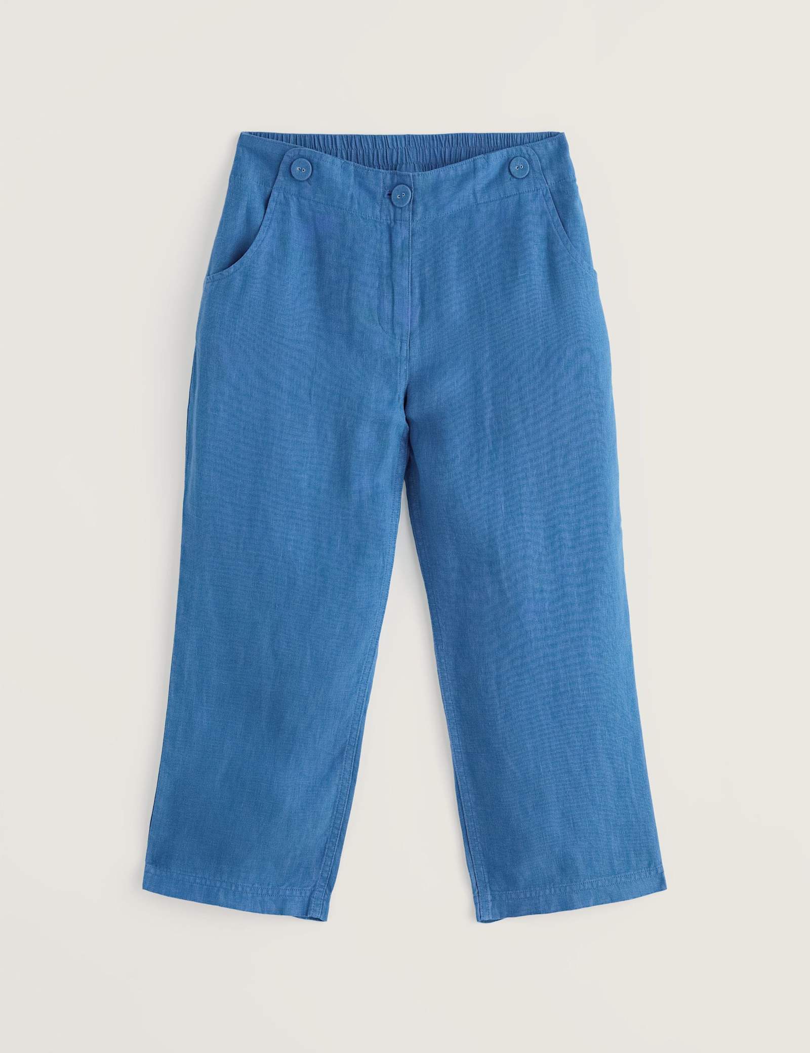 Pure Linen Straight Leg Cropped Trousers - image 4