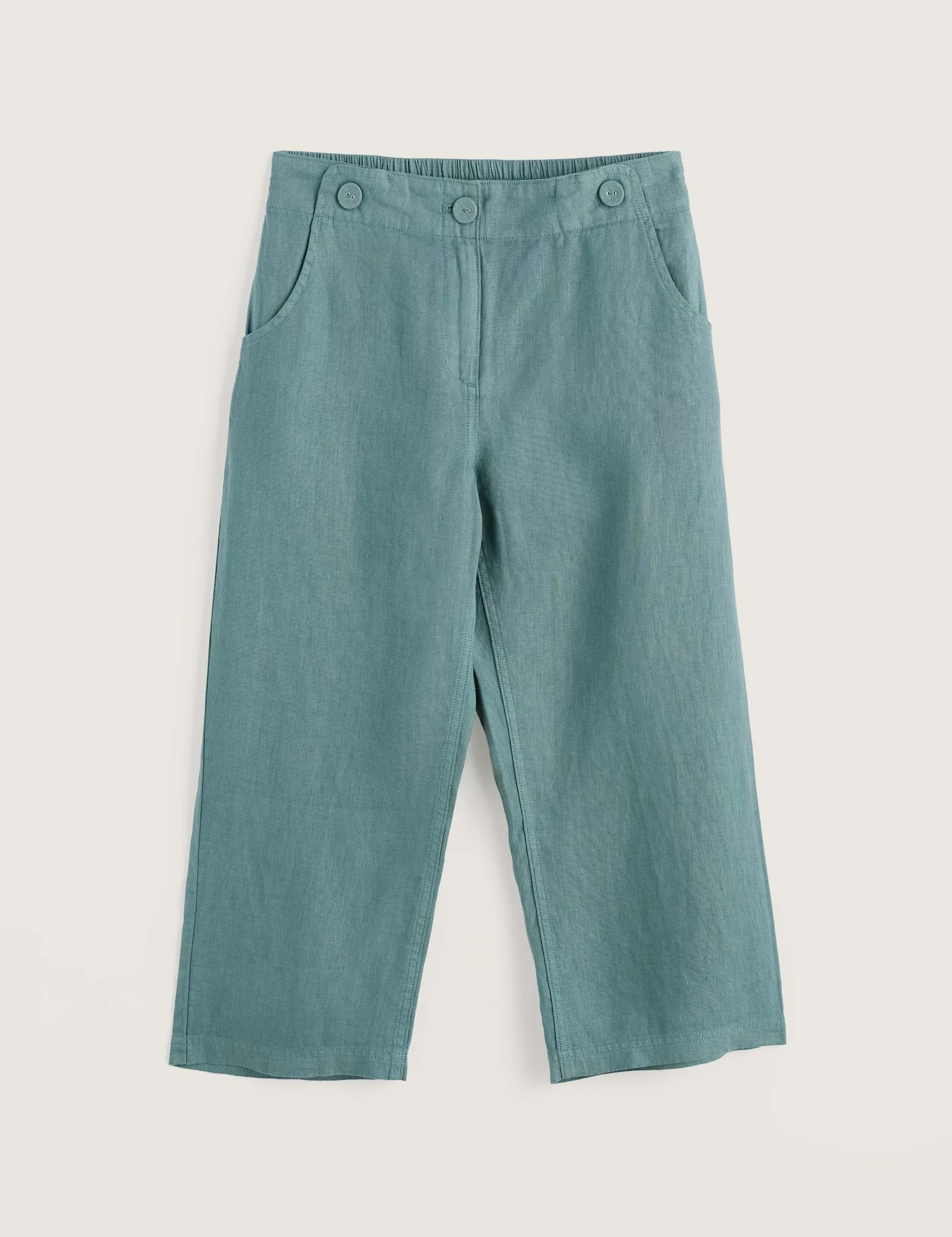 Pure Linen Straight Leg Cropped Trousers - image 2