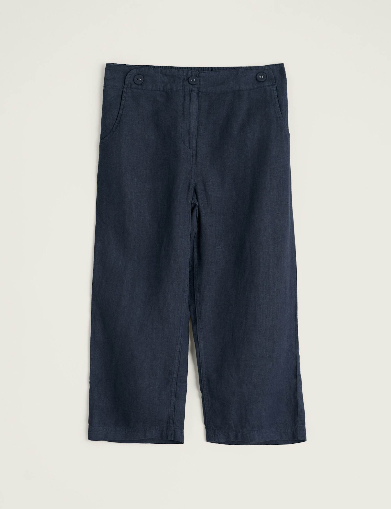 Pure Linen Straight Leg Cropped Trousers - image 1