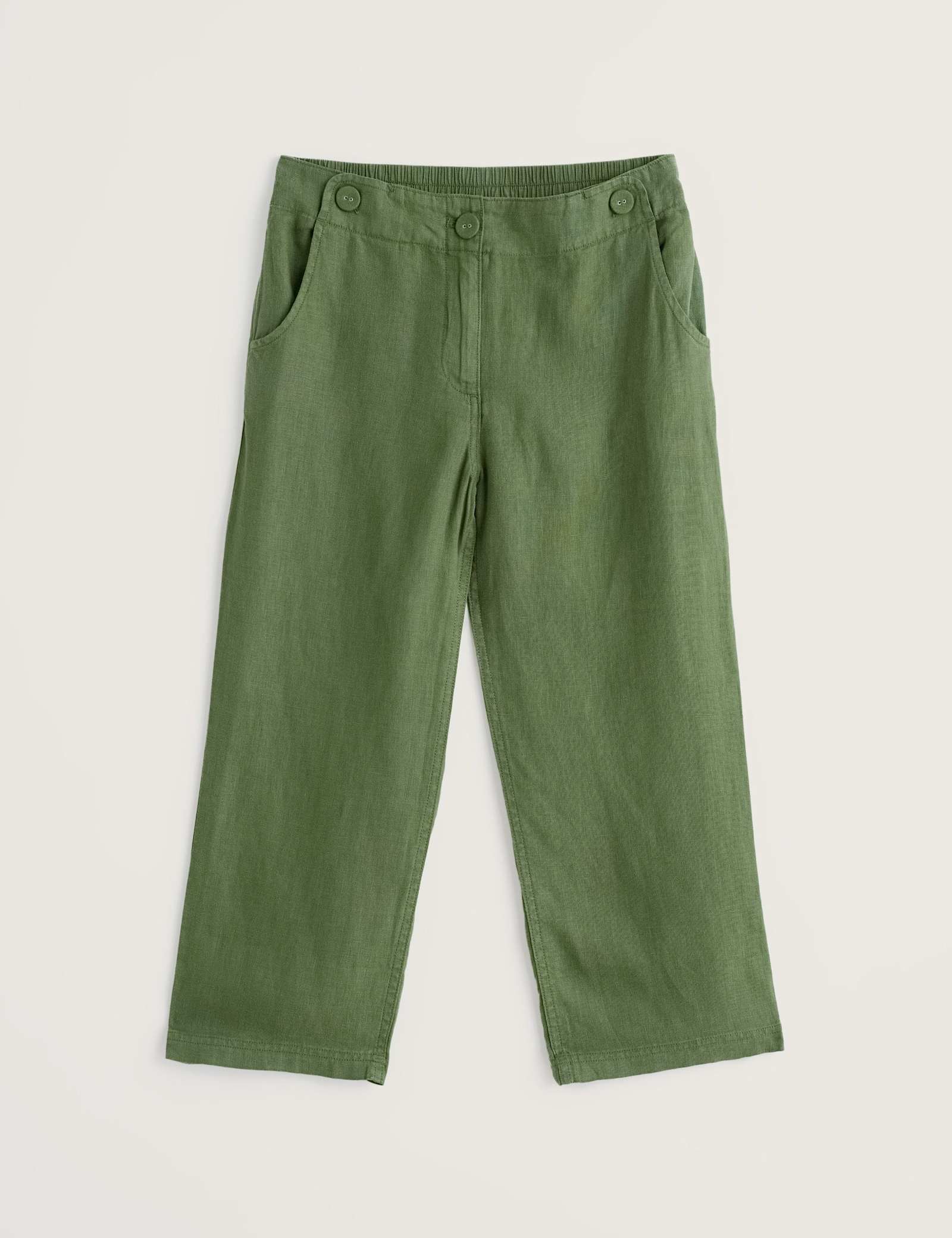 Pure Linen Straight Leg Cropped Trousers - image 5