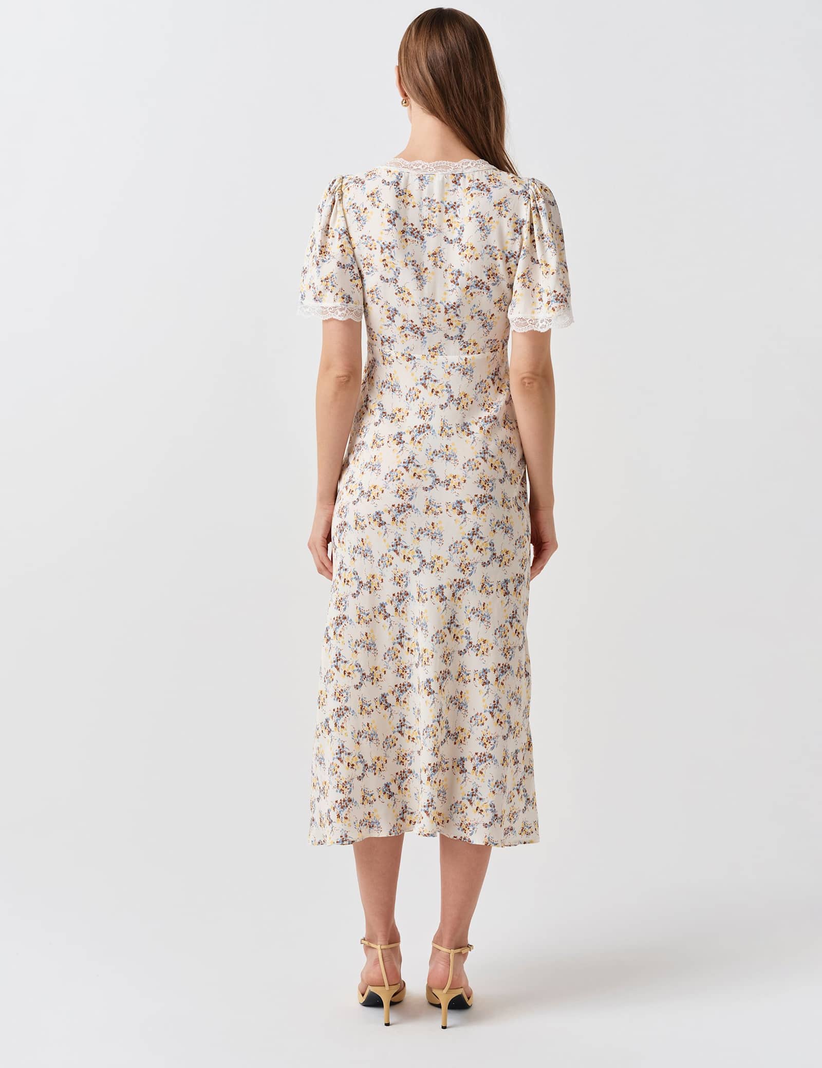 Crepe Floral Lace Midi Tea Dress - image 4