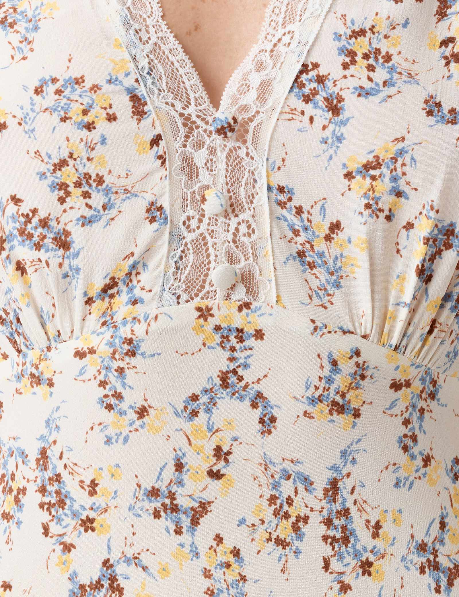 Crepe Floral Lace Midi Tea Dress - image 2