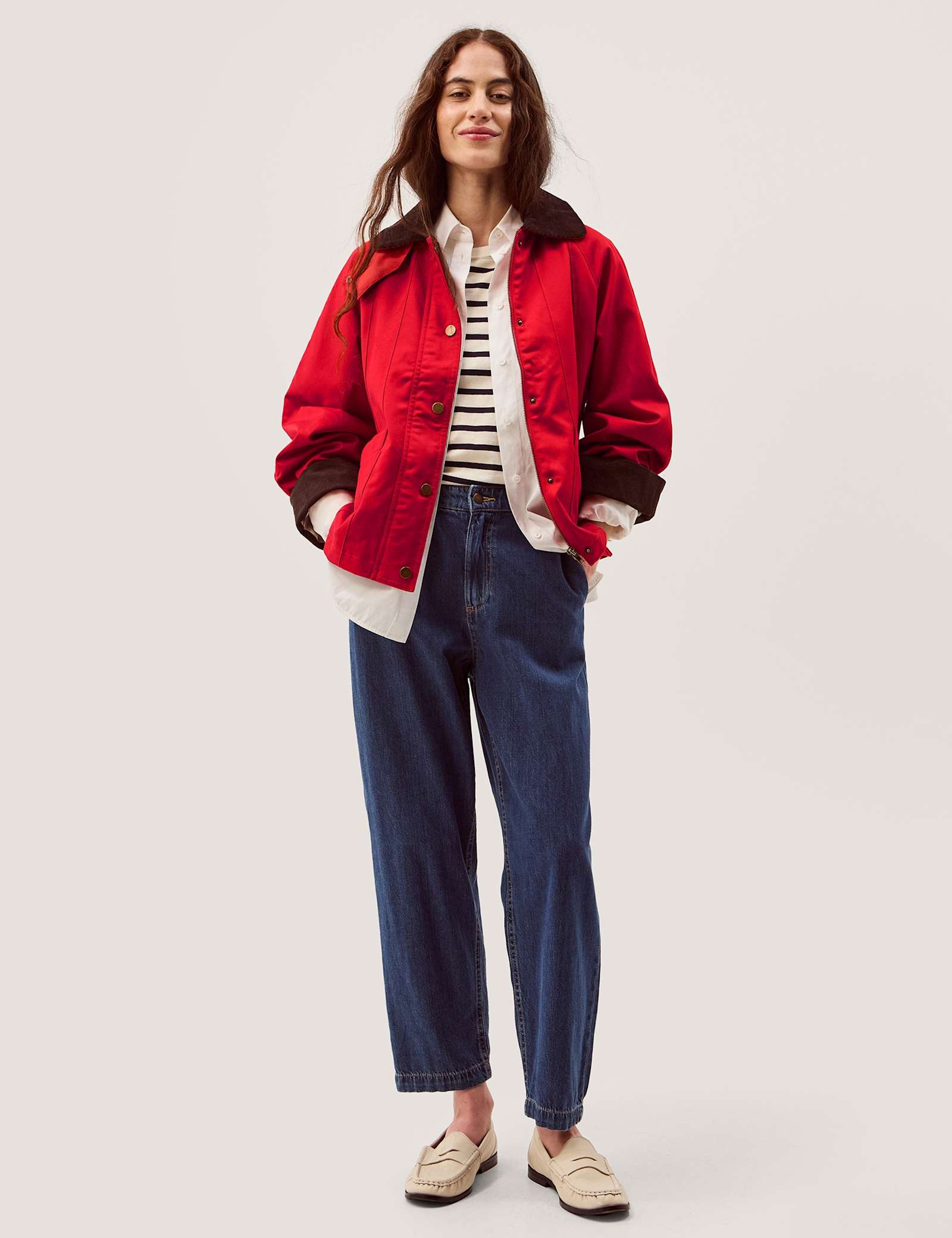 Cotton Blend Gingham Collared Barn Jacket - image 2