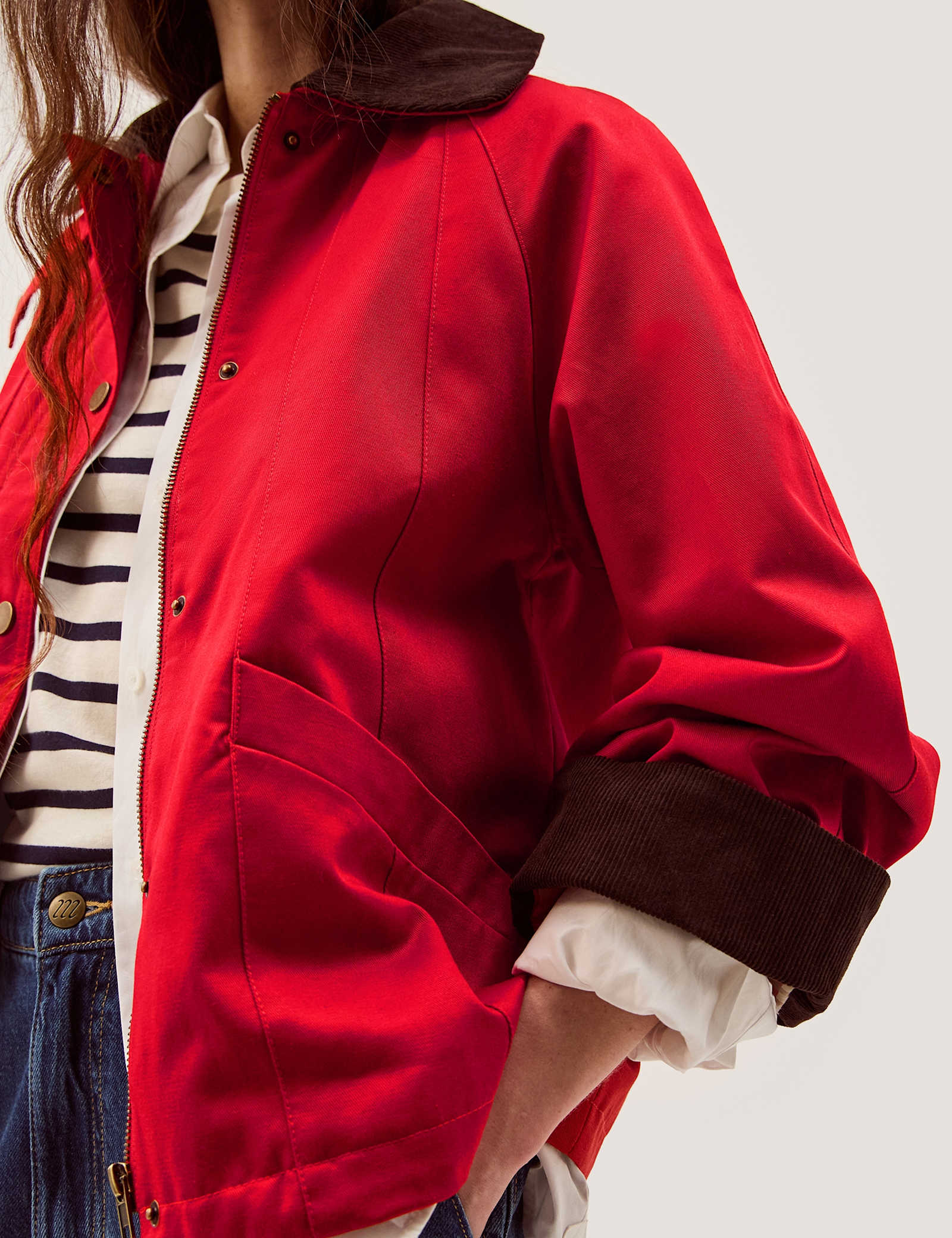 Cotton Blend Gingham Collared Barn Jacket - image 3