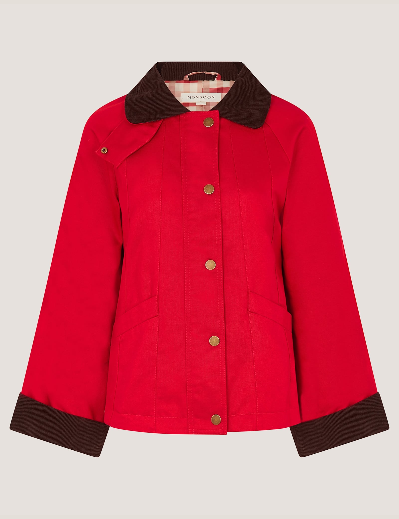 Cotton Blend Gingham Collared Barn Jacket - image 1