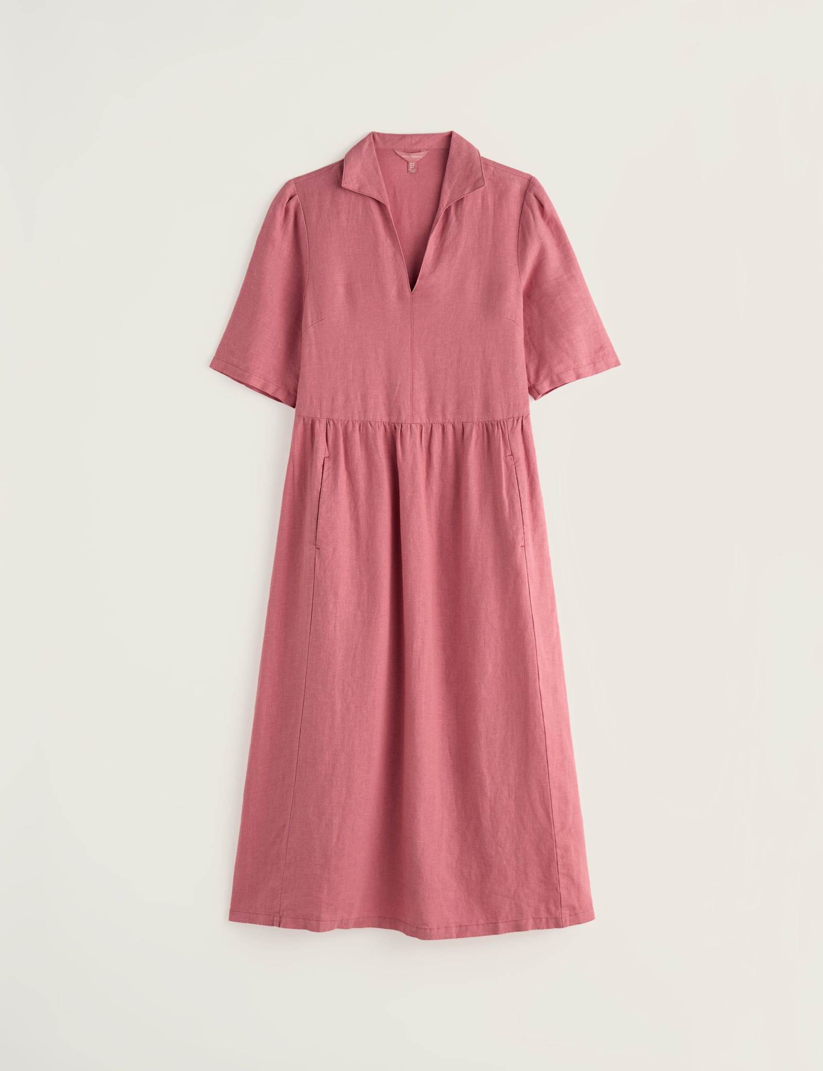 Pure Linen Midi Waisted Dress - image 1