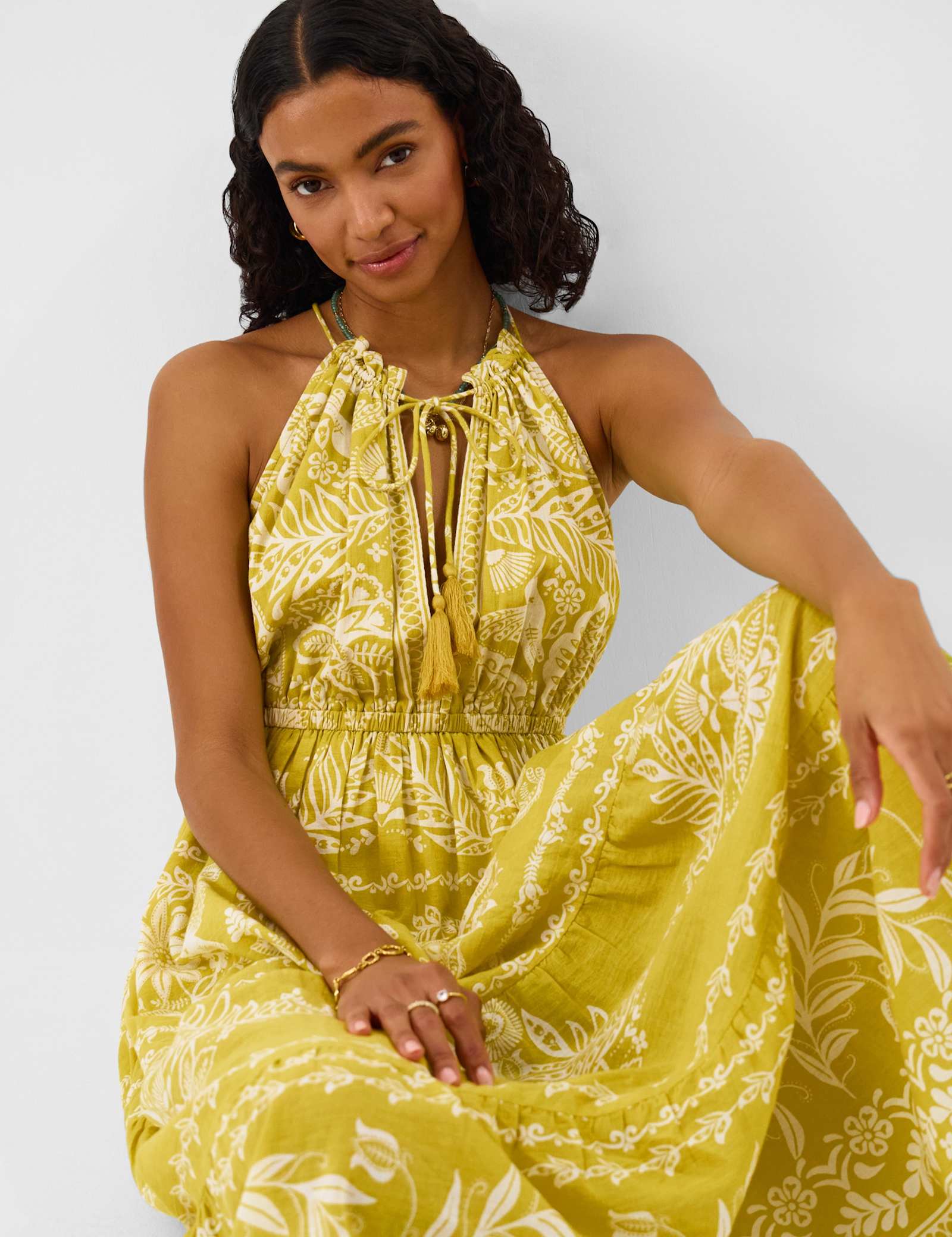 Pure Cotton Printed Halterneck Midaxi Beach Dress - image 4