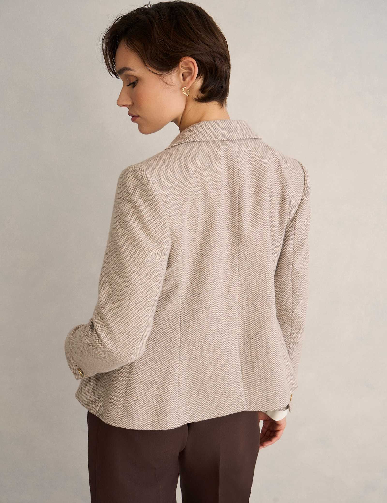 Wool Rich Herringbone Single Breasted Blazer - image 4
