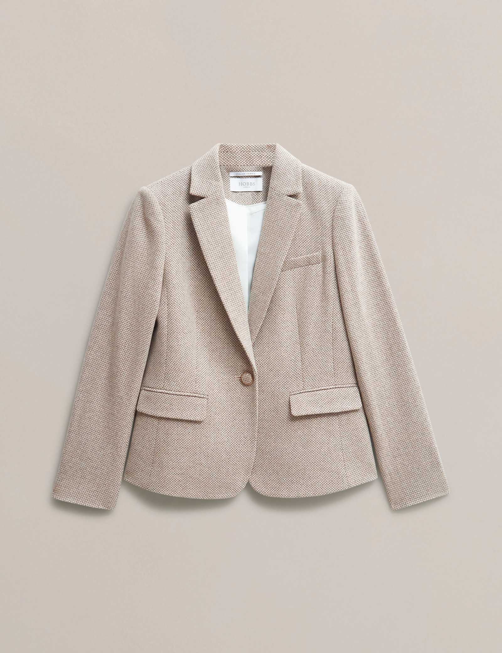 Wool Rich Herringbone Single Breasted Blazer - image 1