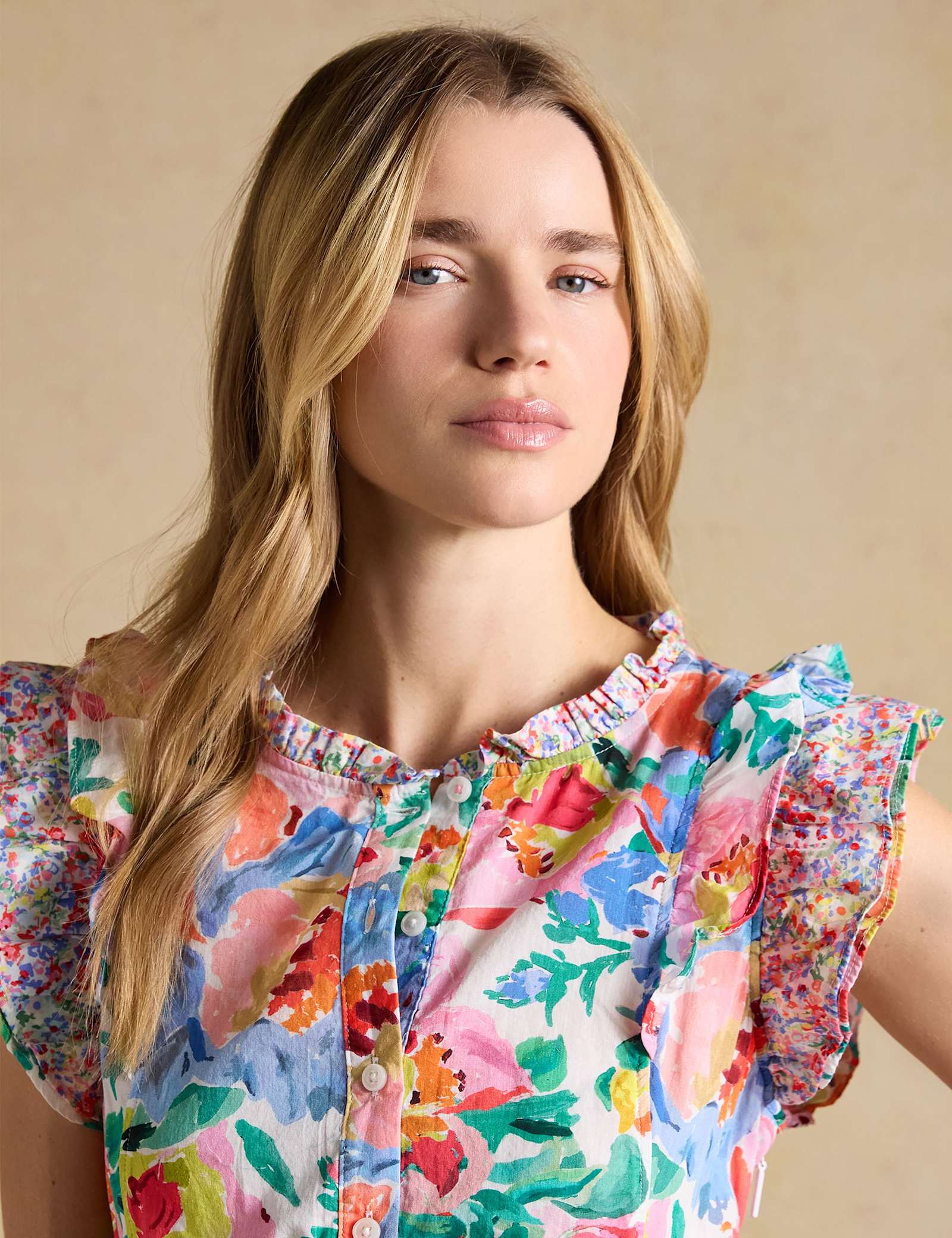 Pure Cotton Floral Frill Sleeve Maxi Dress - image 4
