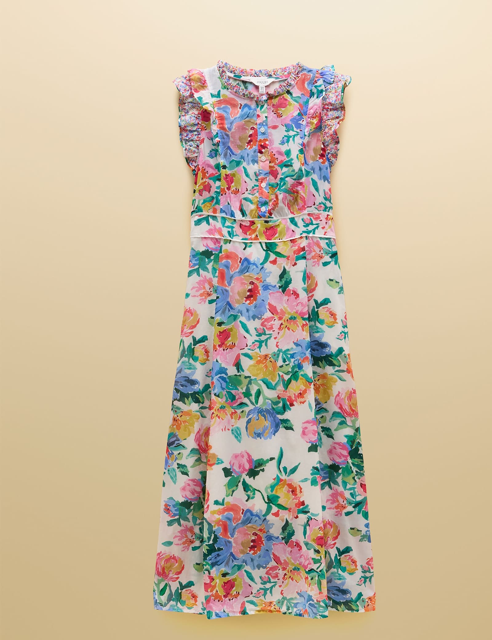 Pure Cotton Floral Frill Sleeve Maxi Dress - image 1