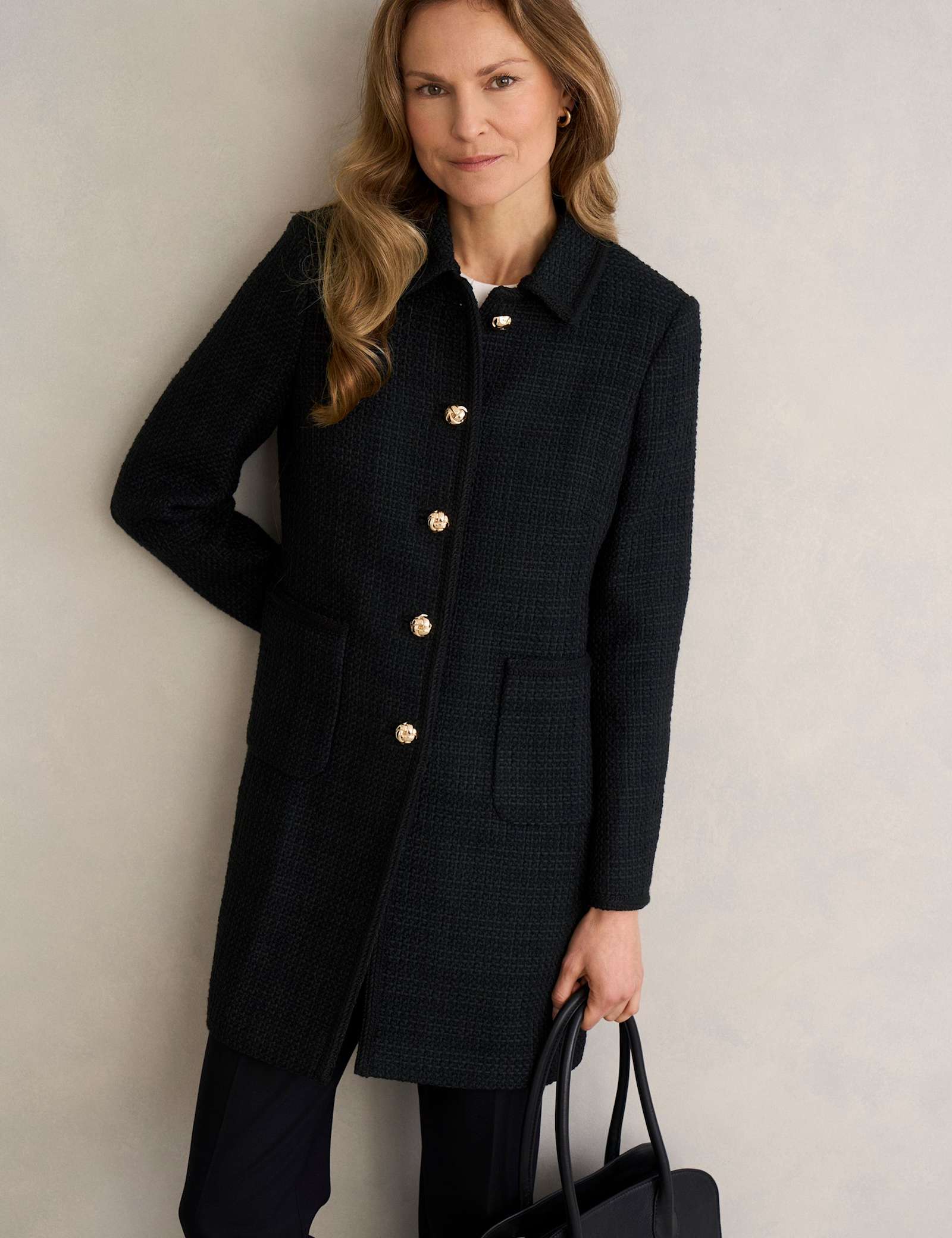 Textured Single Breasted Tailored Coat - image 2