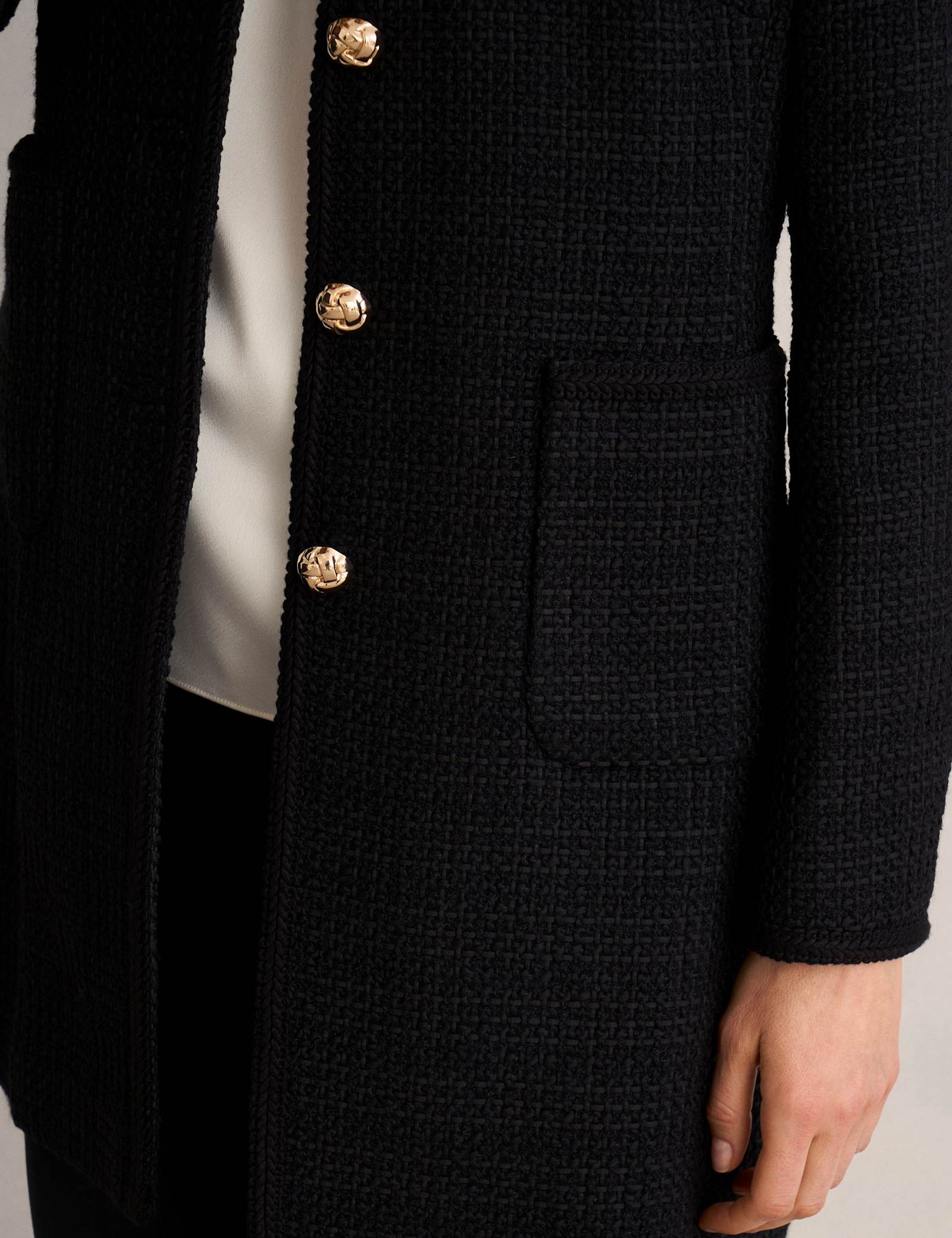 Textured Single Breasted Tailored Coat - image 4