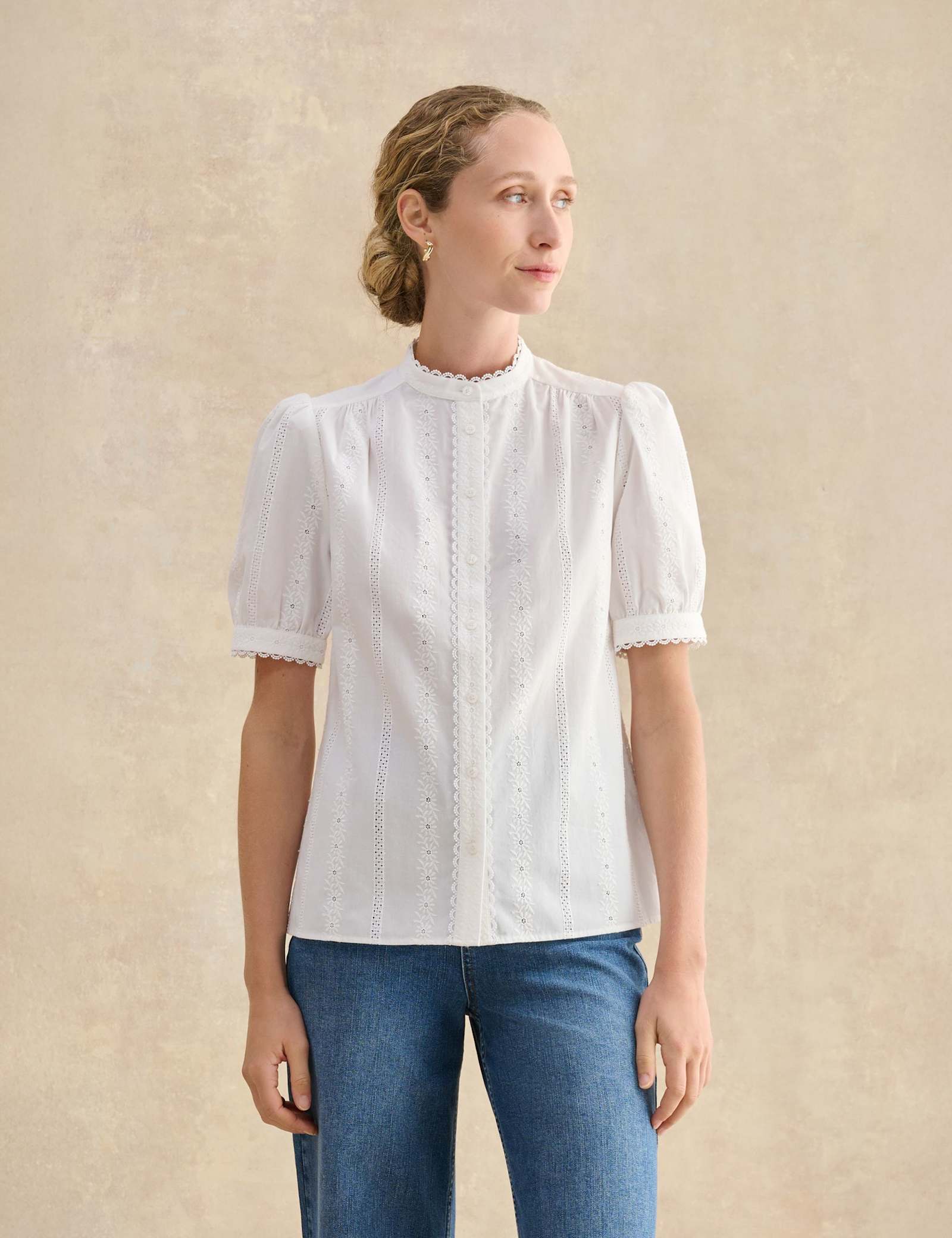 Pure Cotton Cutwork Detail Blouse - image 2