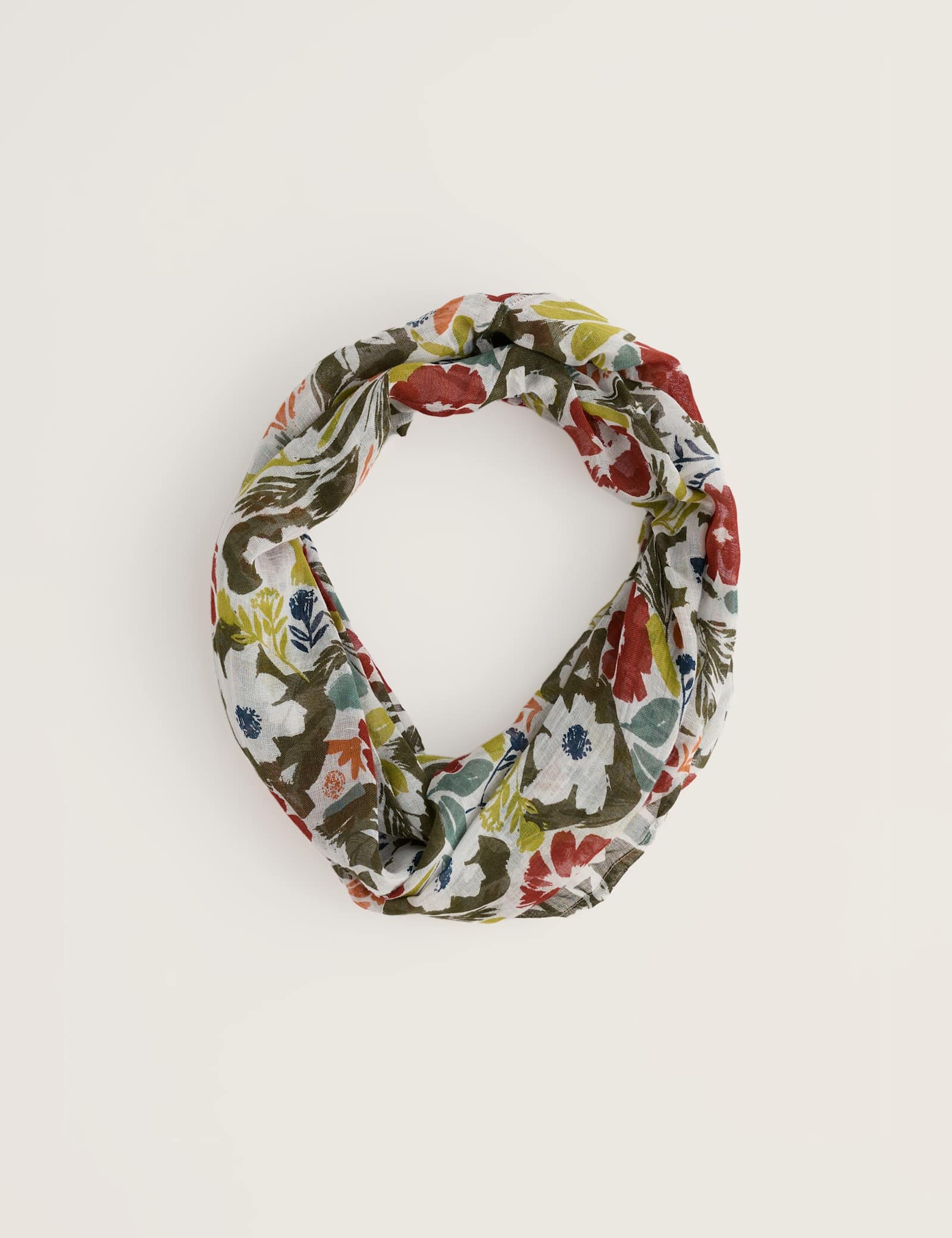 Modal Rich Floral Snood Scarf with Linen - image 1