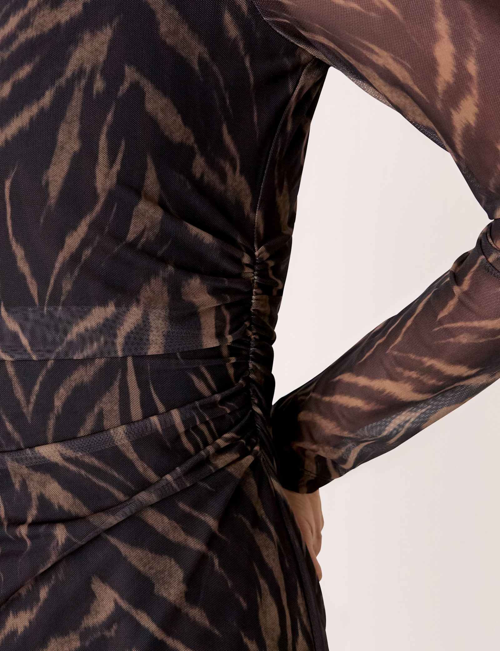 Mesh Abstract Zebra Print Midi Column Dress - image 3