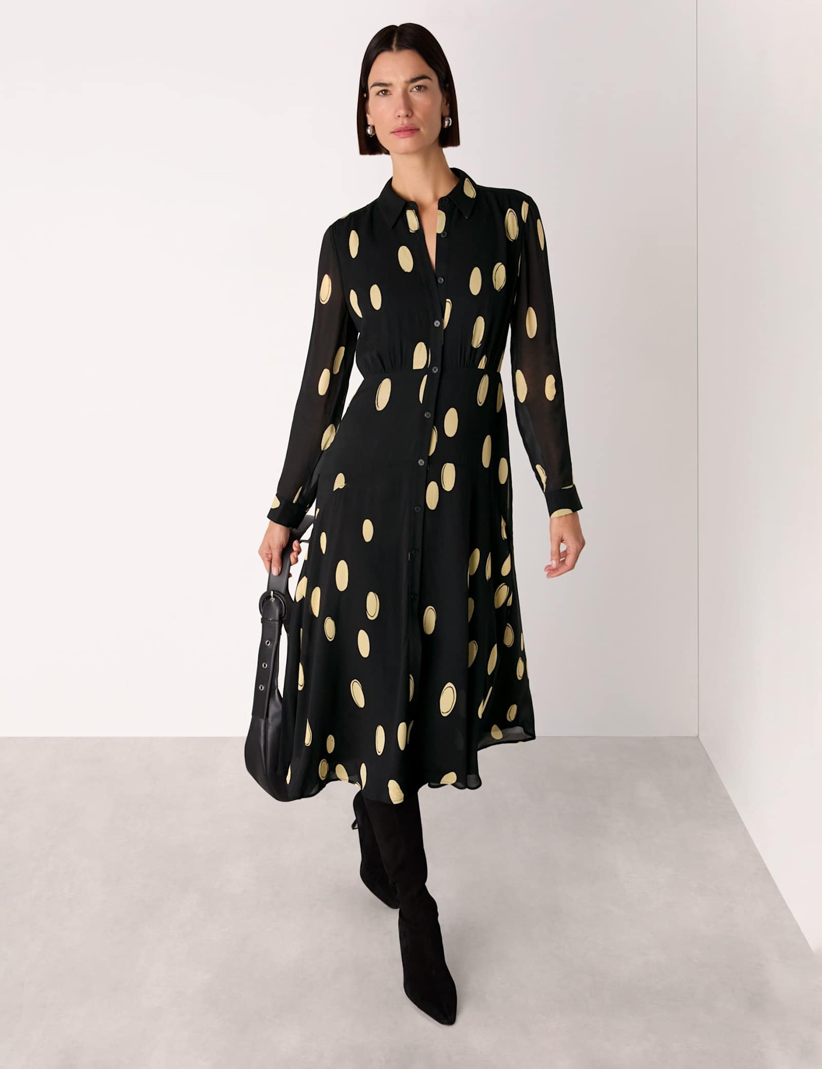 Abstract Spot Print Midi Shirt Dress - image 2