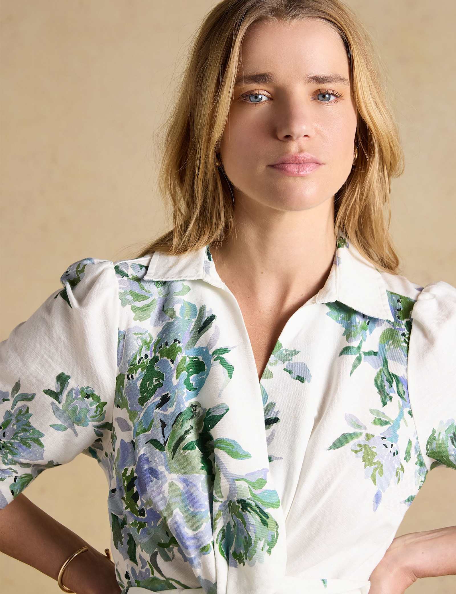 Linen Rich Floral Knot Midaxi Shirt Dress - image 4
