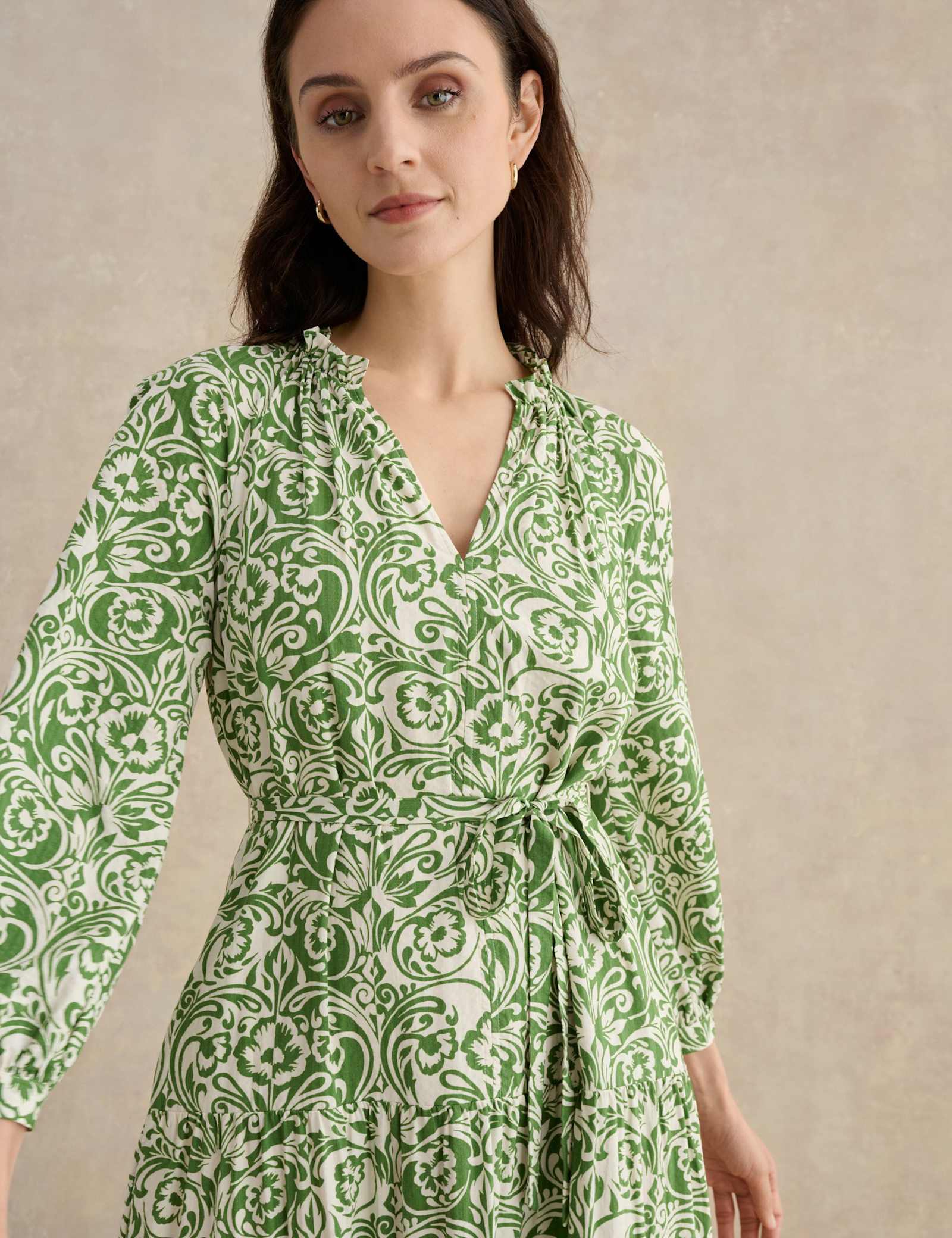 Cotton Blend Floral V-Neck Skater Dress - image 3