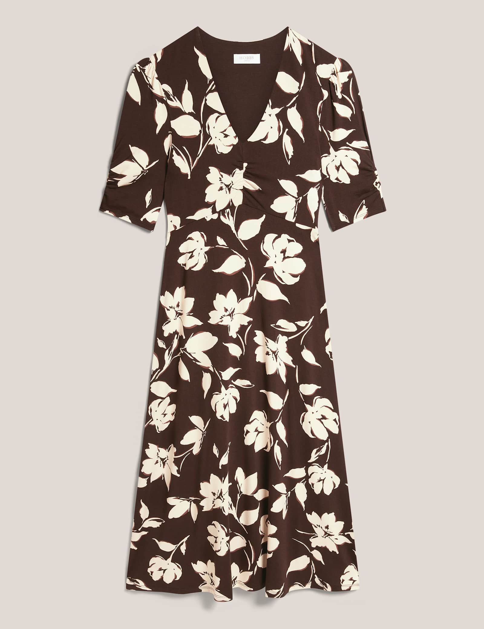 Jersey Floral V-Neck Skater Dress - image 1