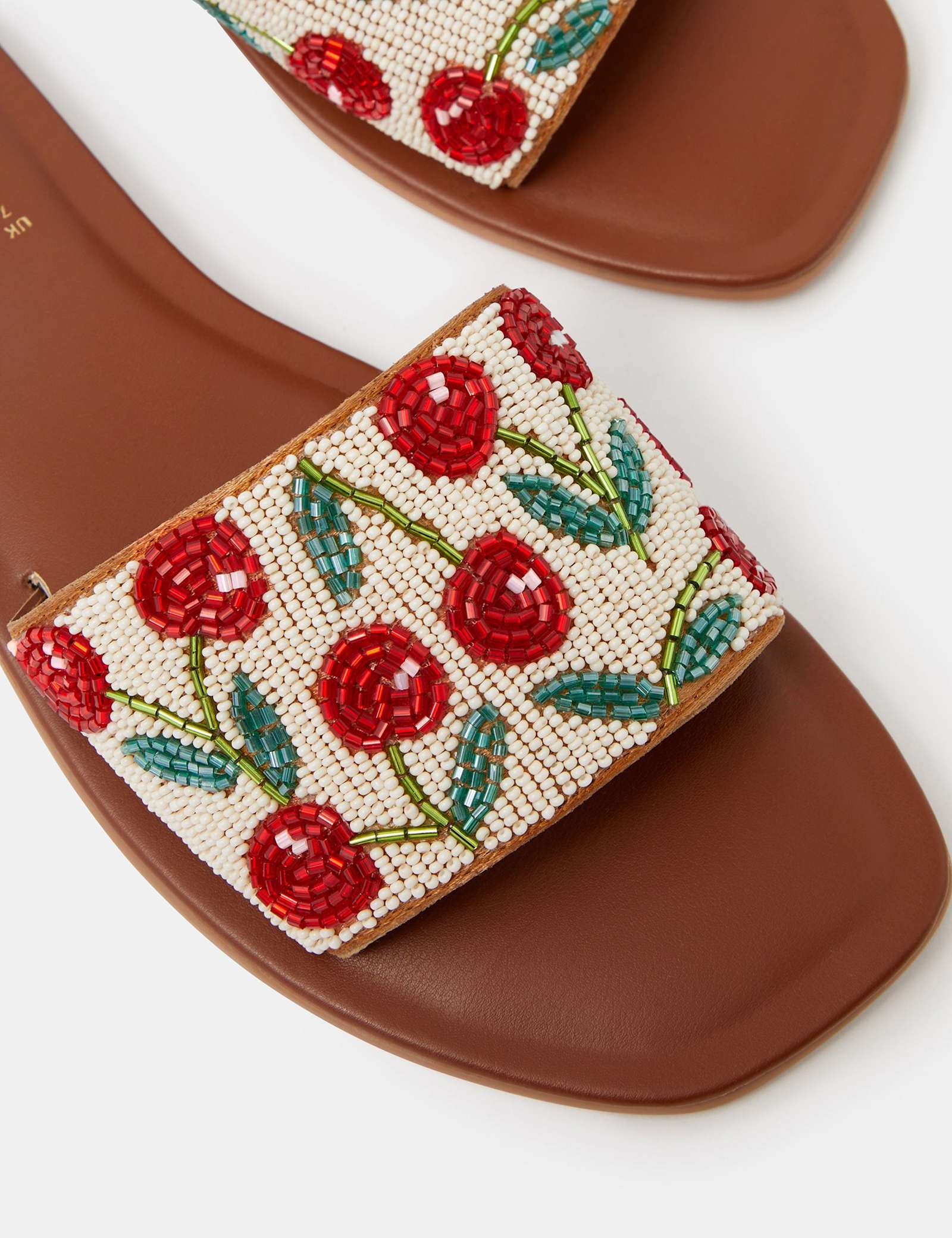 Beaded Cherry Flat Mules - image 2