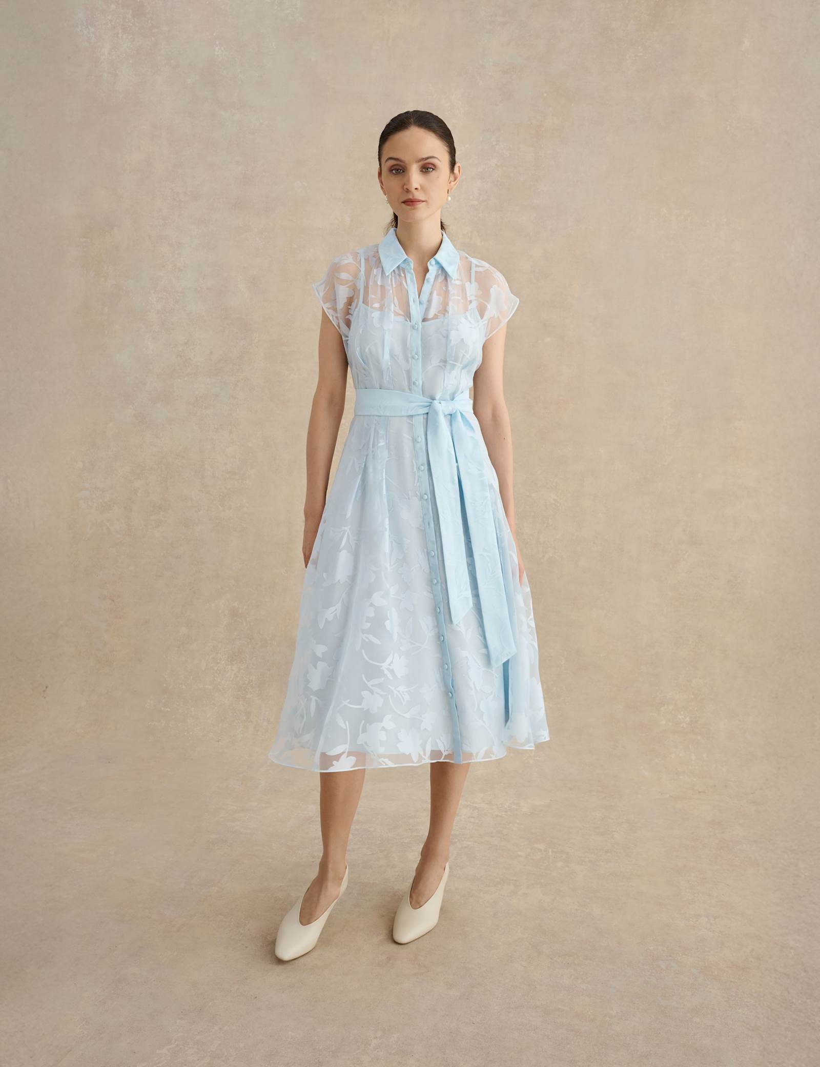 Floral Tie Waist Knee Length Skater Dress - image 4