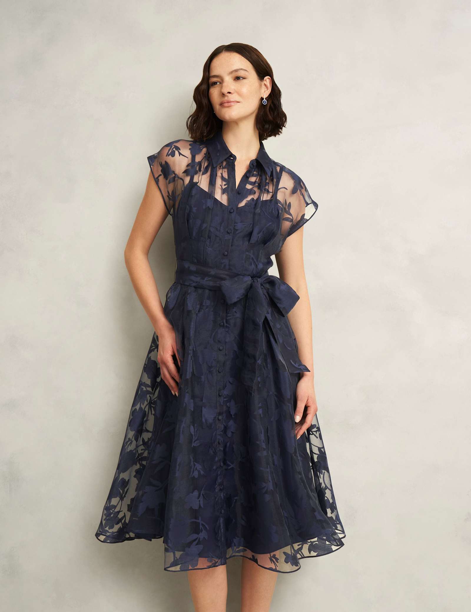 Floral Tie Waist Knee Length Skater Dress - image 3