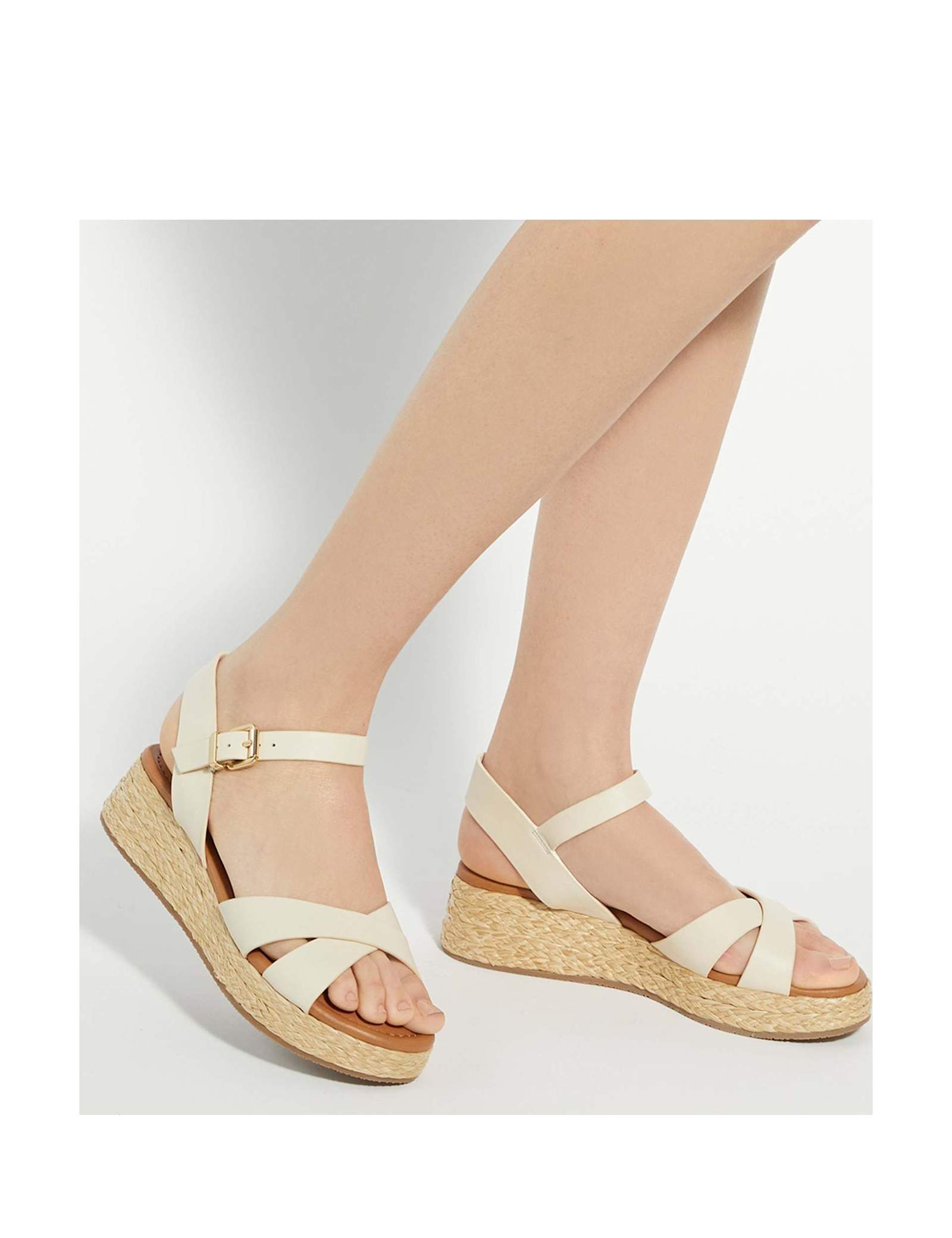 Leather Raffia Flatform Sandals - image 2