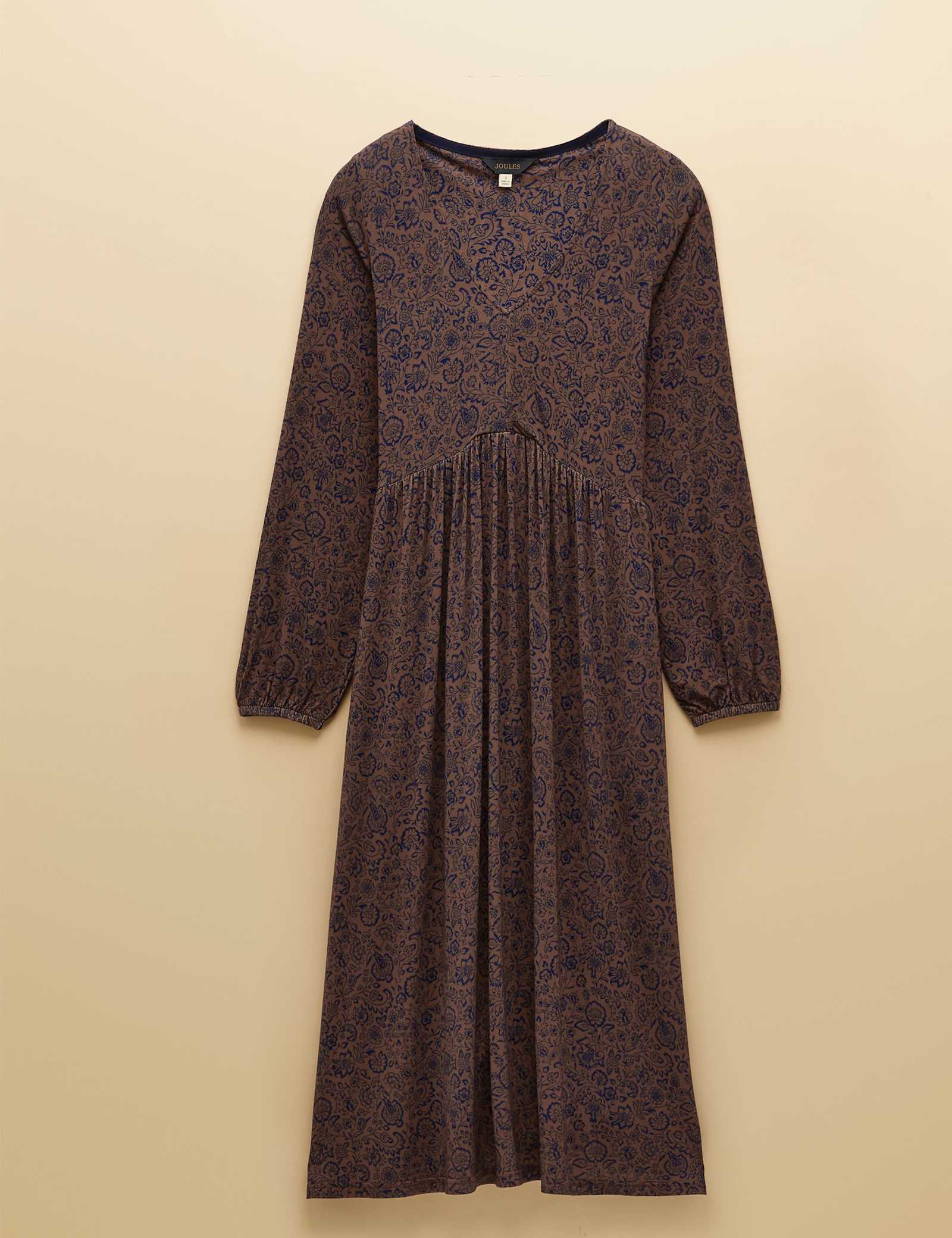 Jersey Floral V-Neck Midi Skater Dress - image 1