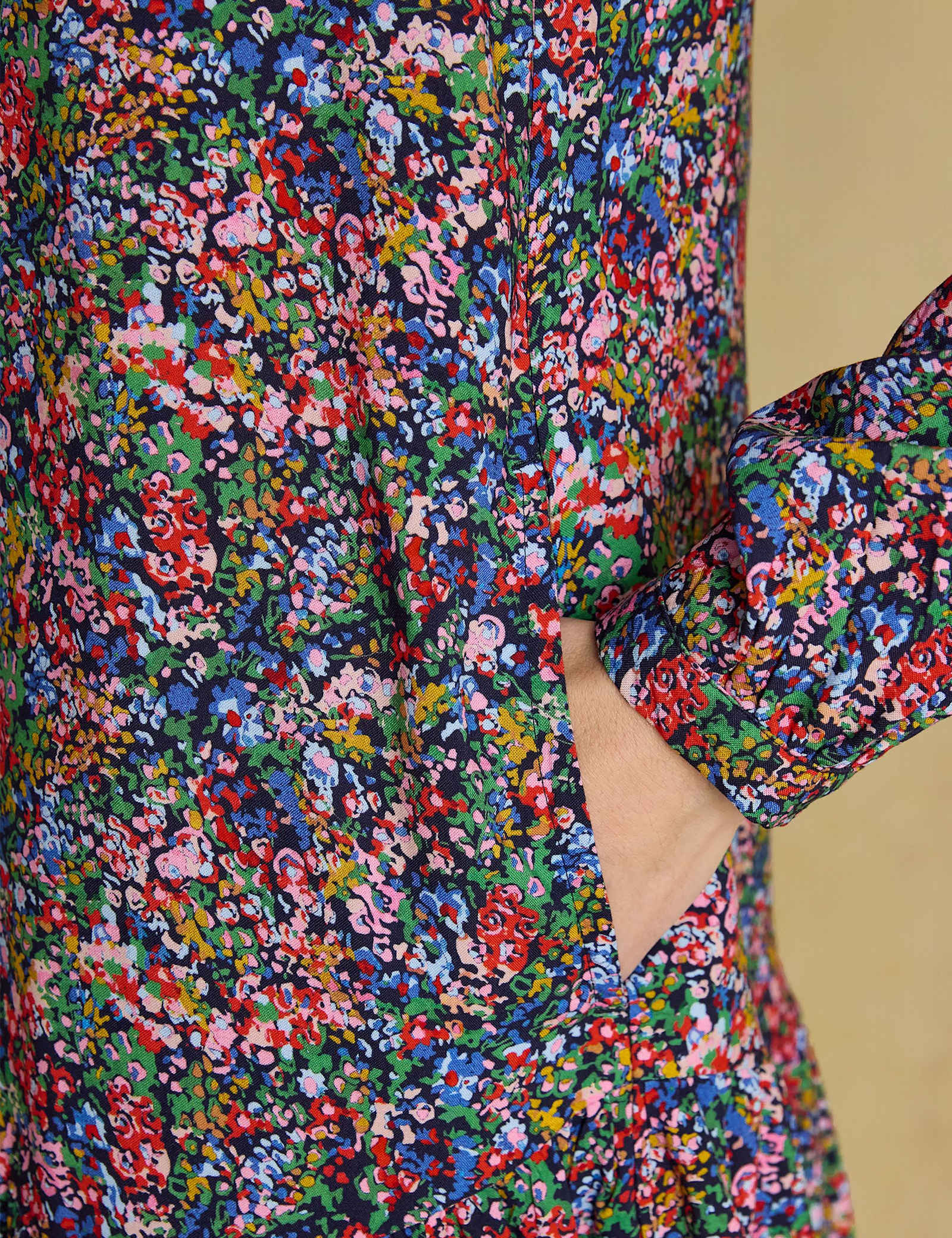 Ditsy Floral V-Neck Mini Drop Waist Dress - image 3