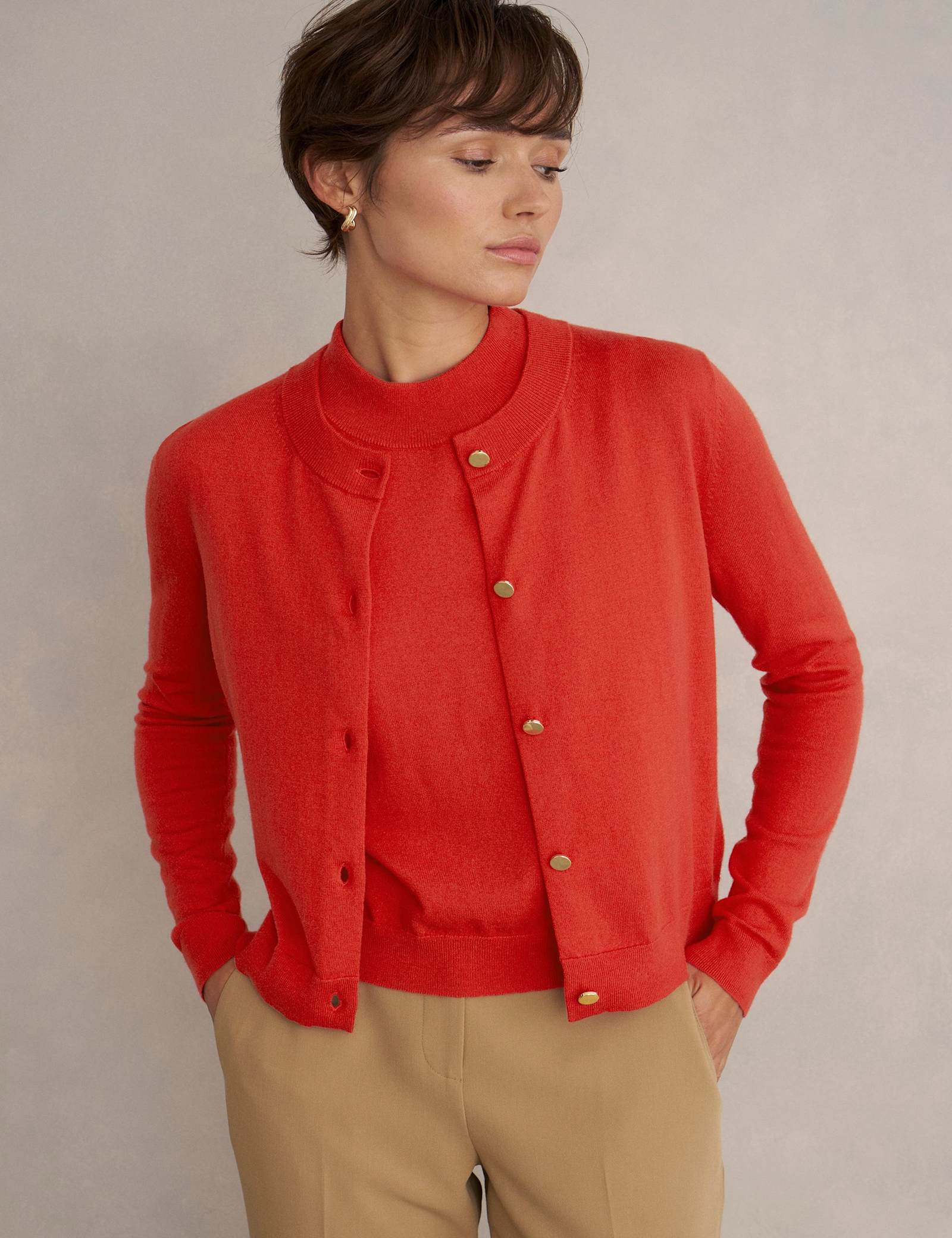 Merino Wool Rich Button Front Cardigan - image 2