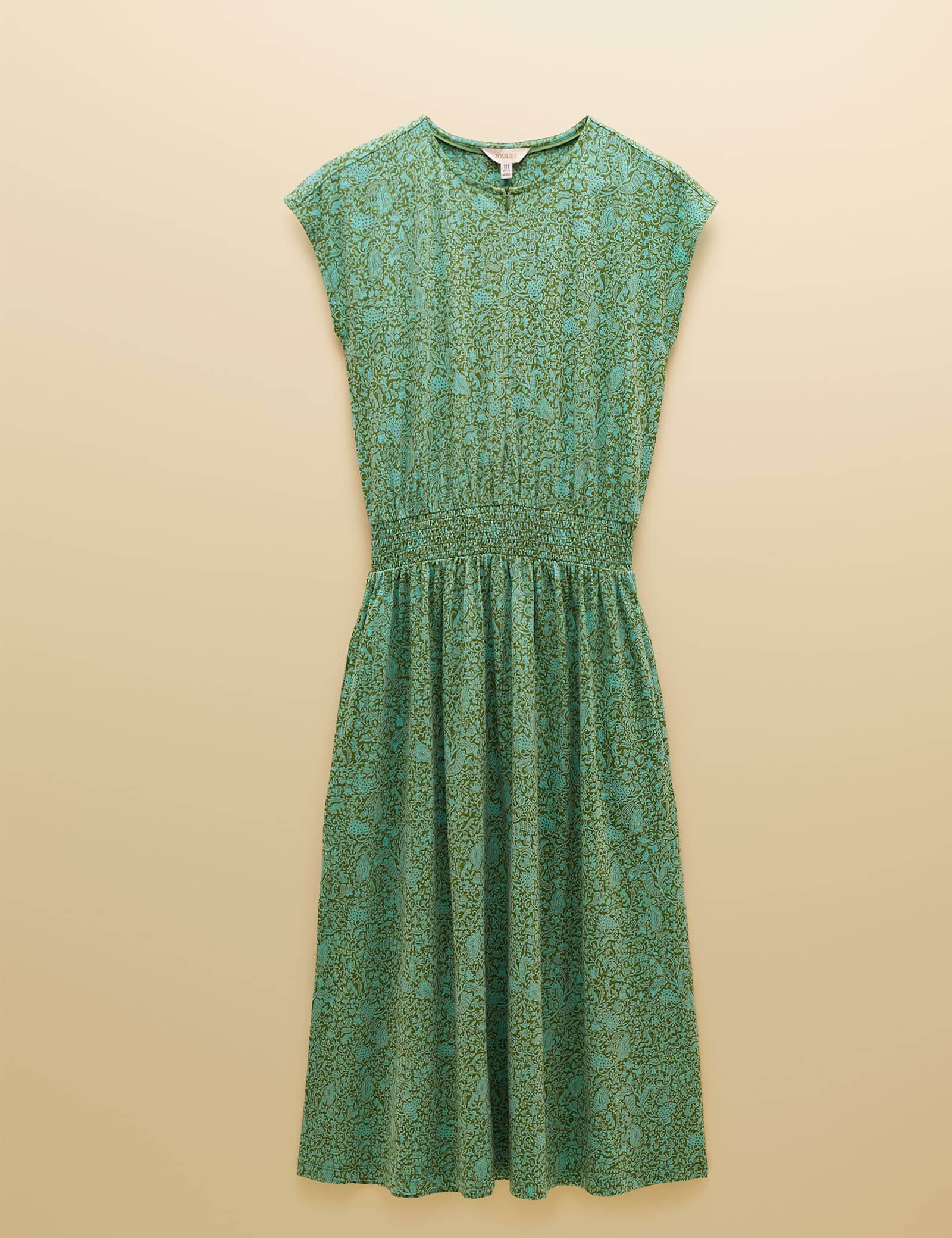 Pure Cotton Floral Midi Shirred Dress - image 1