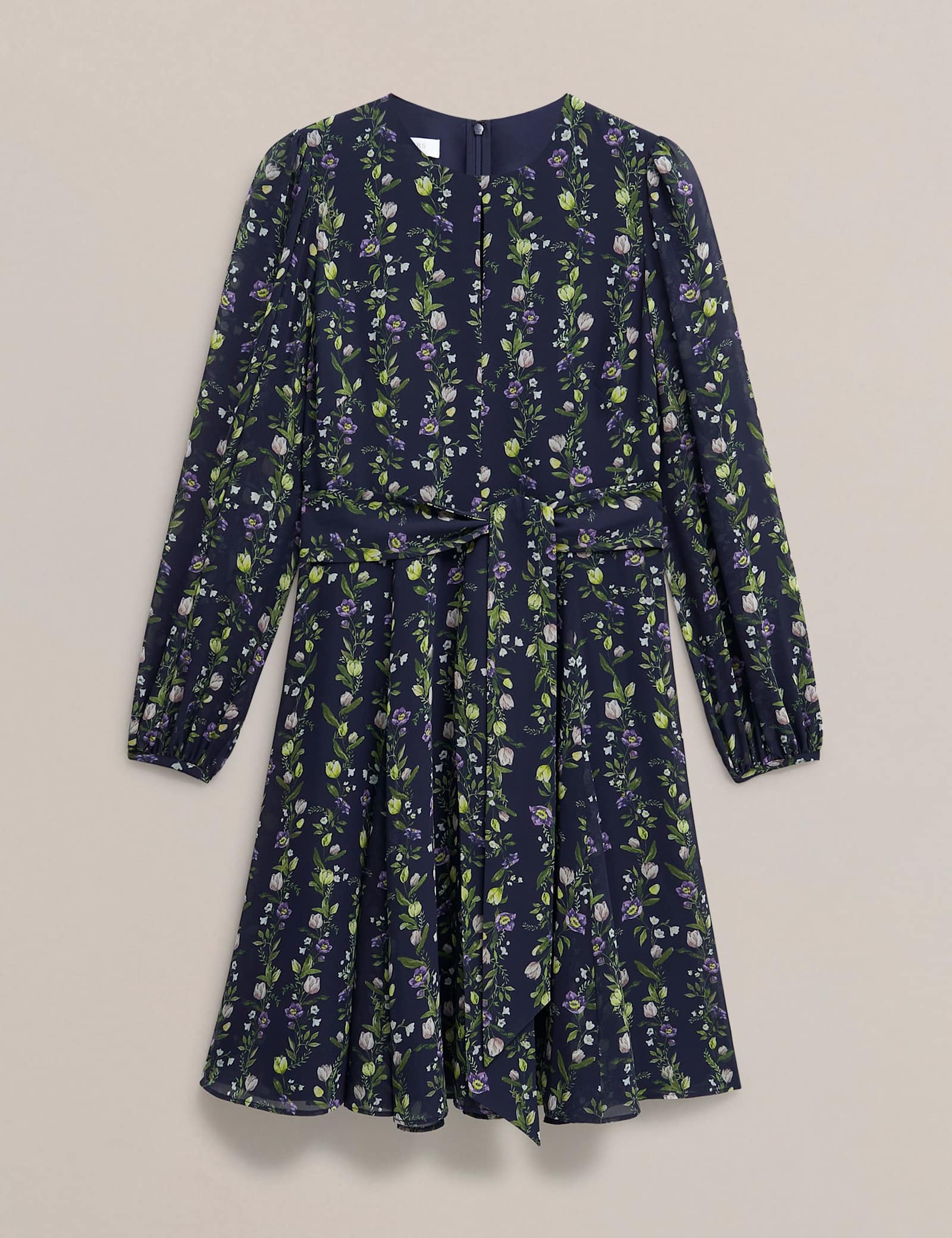 Chiffon Floral Tie Waist Shift Dress - image 1