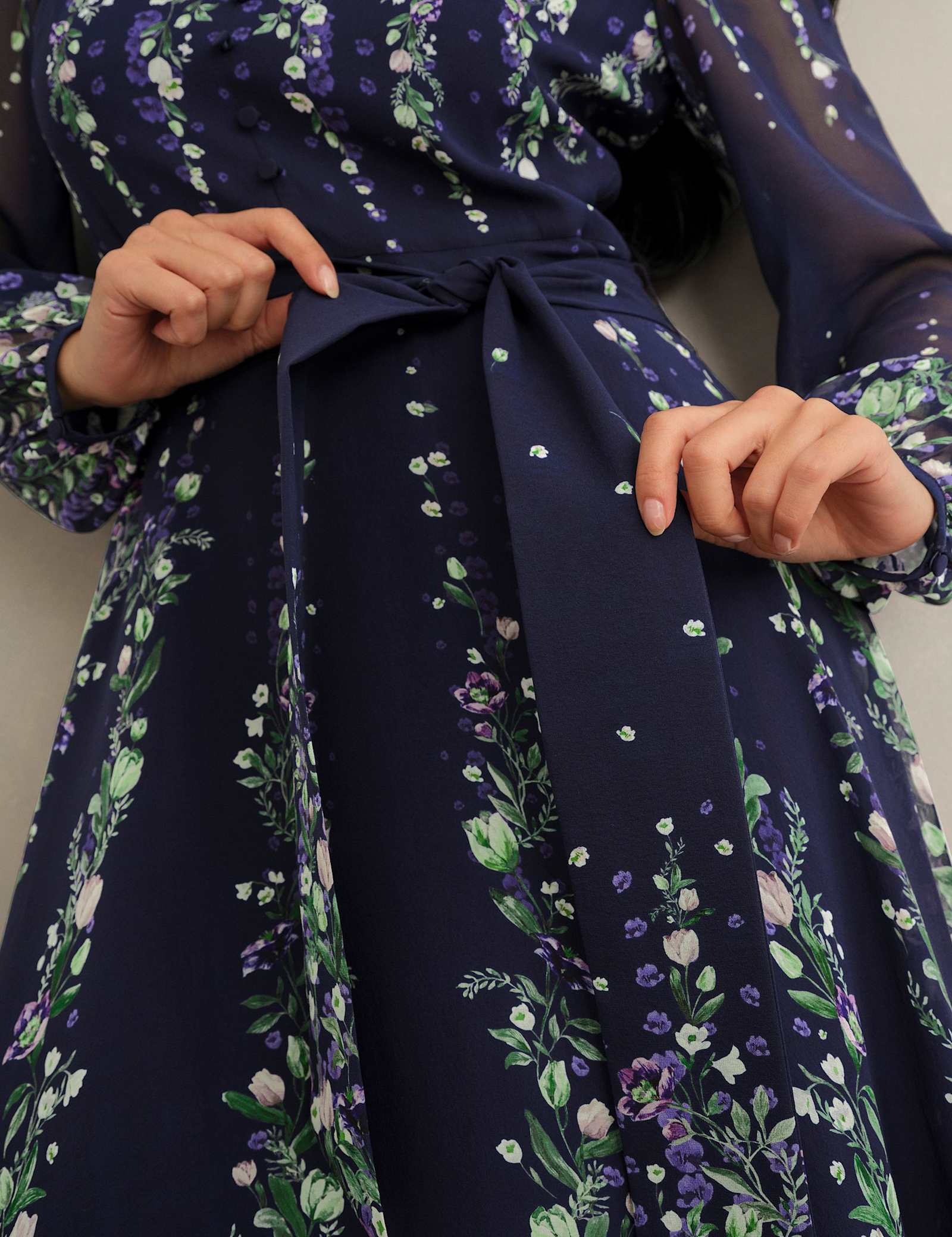 Silk Floral V-Neck Maxi Wrap Dress - image 3