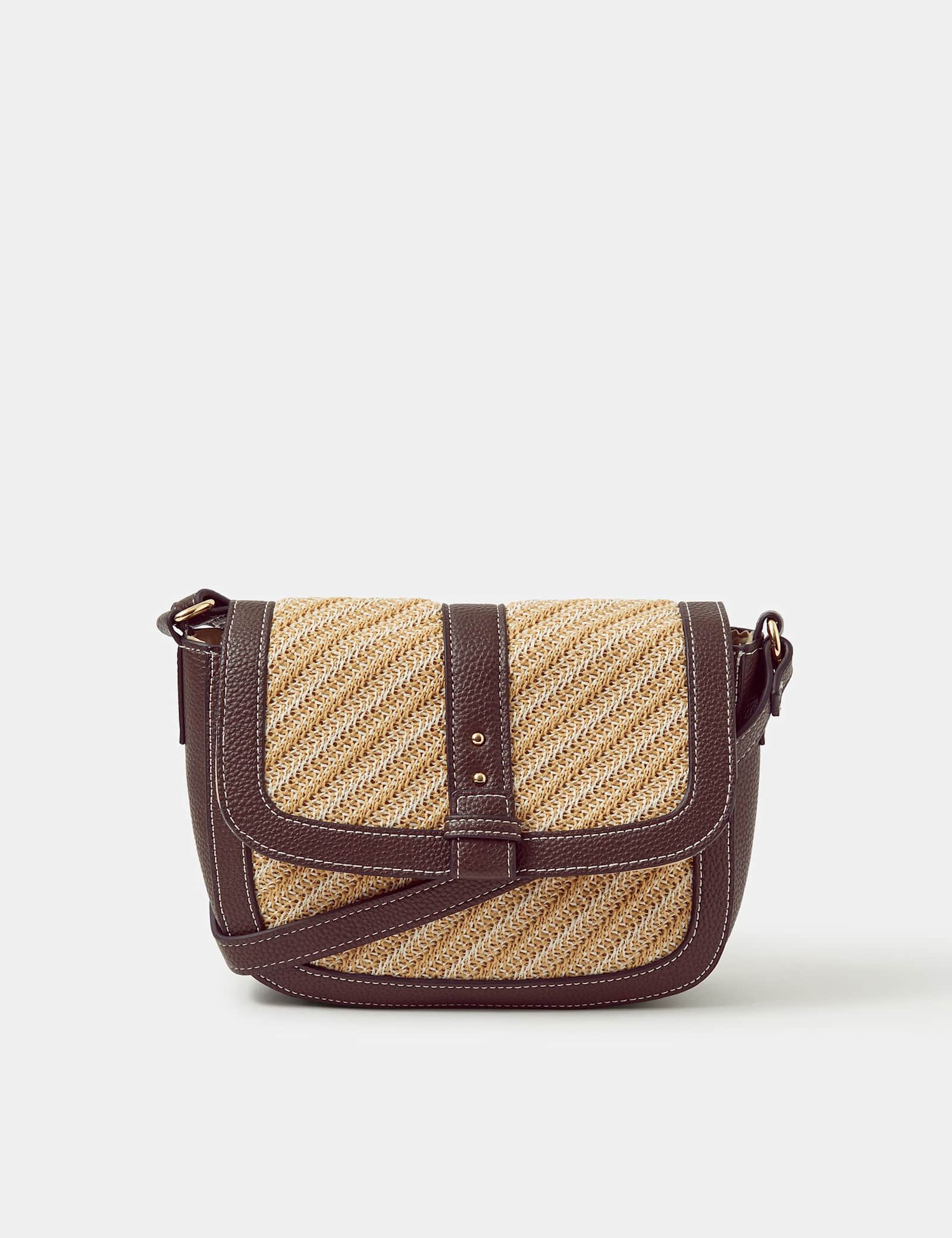 Woven Textured Contrast Trim Cross Body Bag - image 5