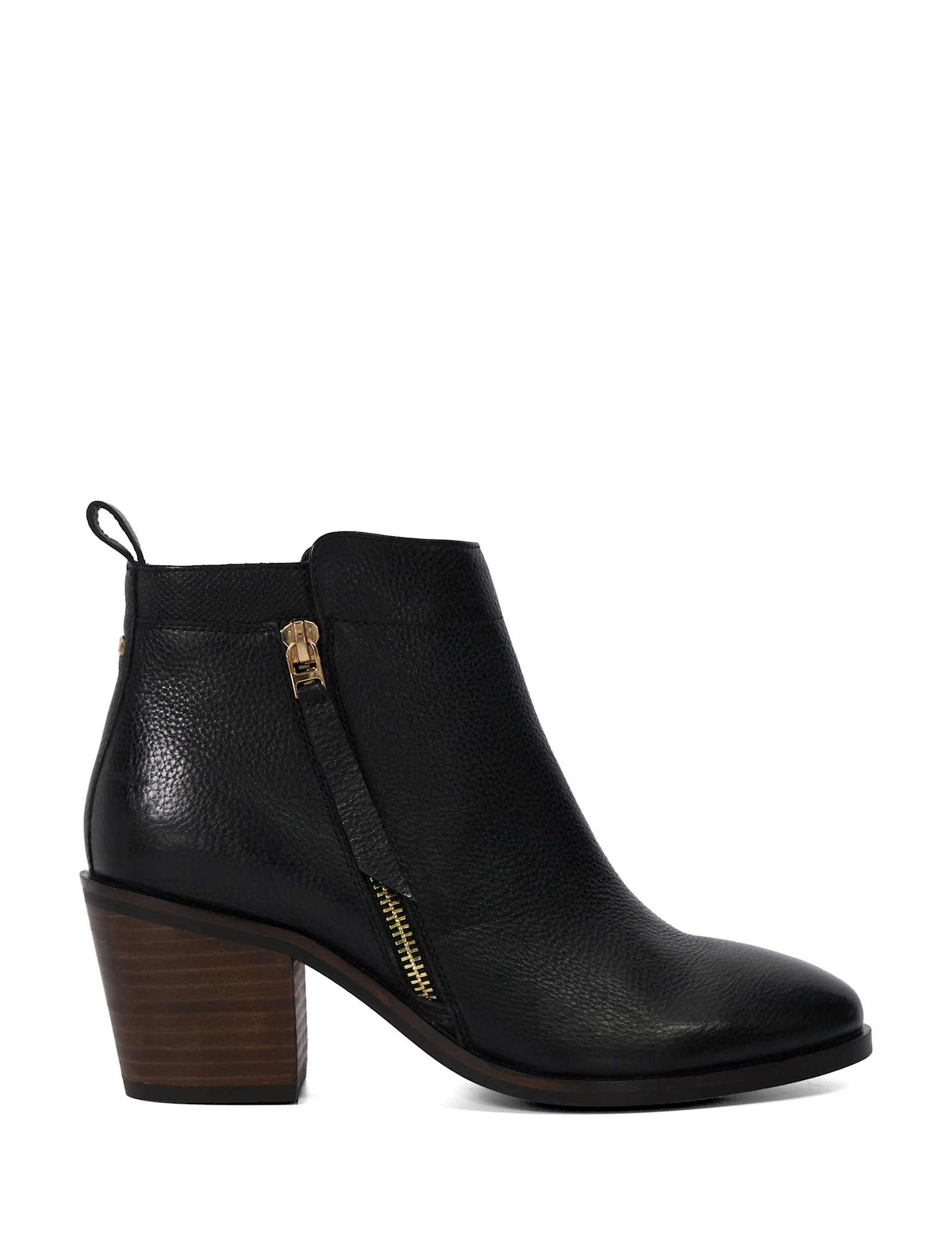 Leather Block Heel Pointed Ankle Boots - image 1