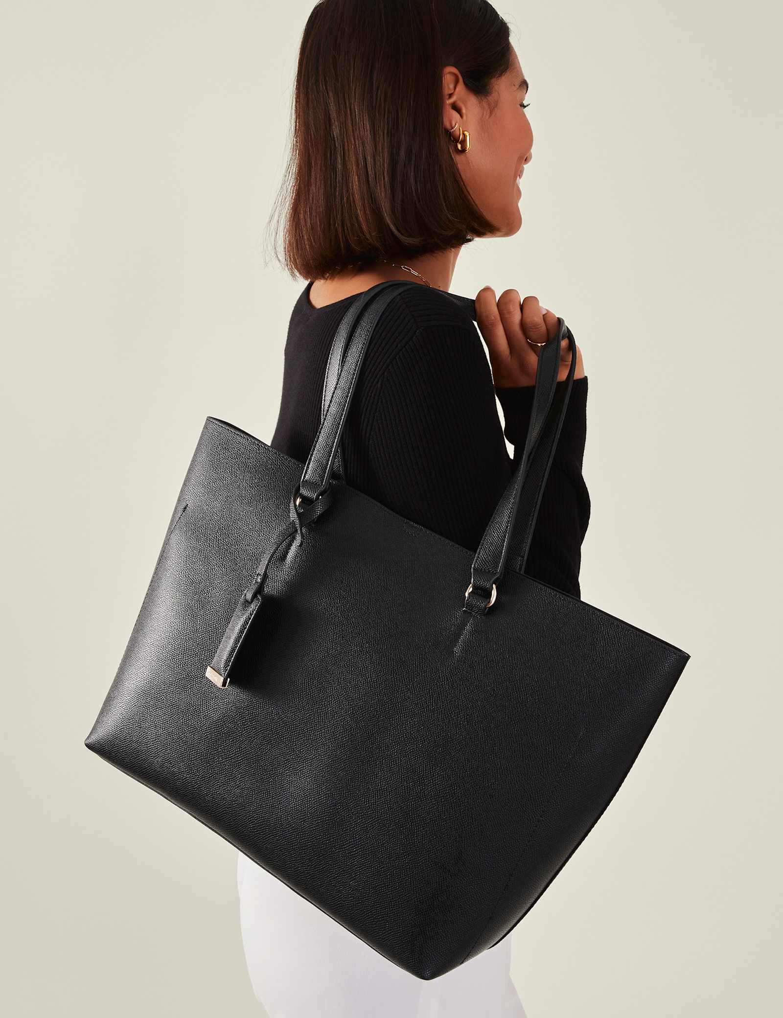 Faux Leather Shoulder Tote Bag - image 2