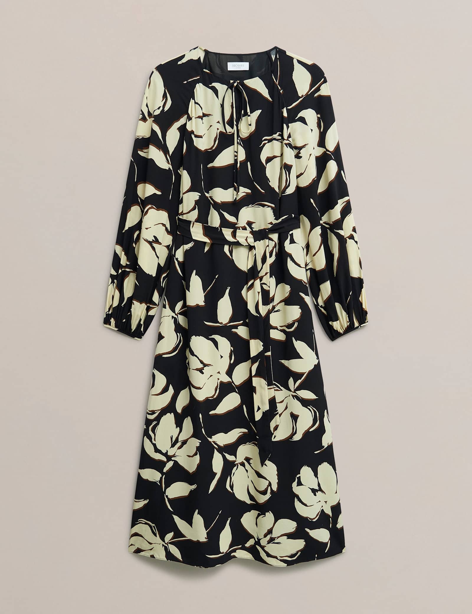 Evelyn Floral Tie Neck Midi Wrap Dress - image 1