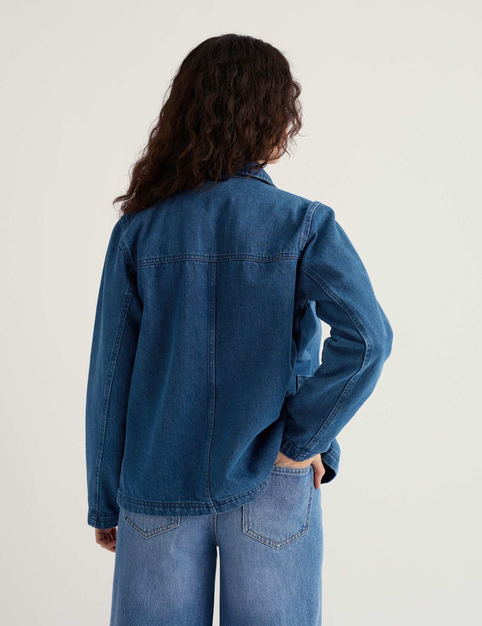 Denim Collared Jacket - image 4