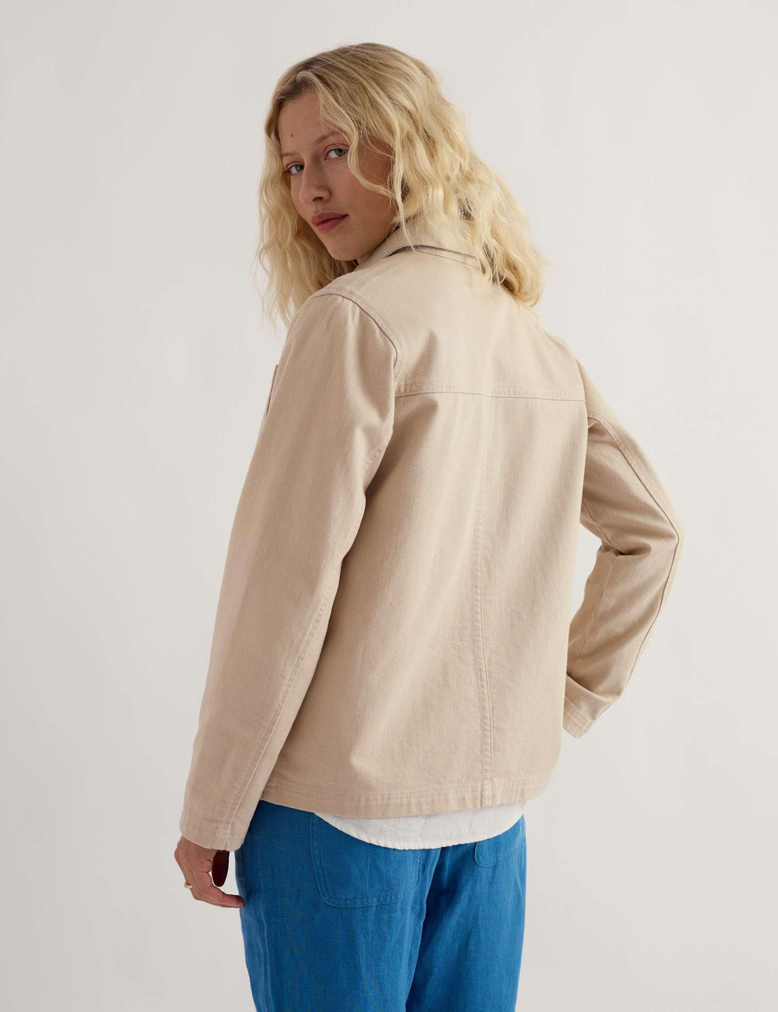 Denim Collared Jacket - image 4