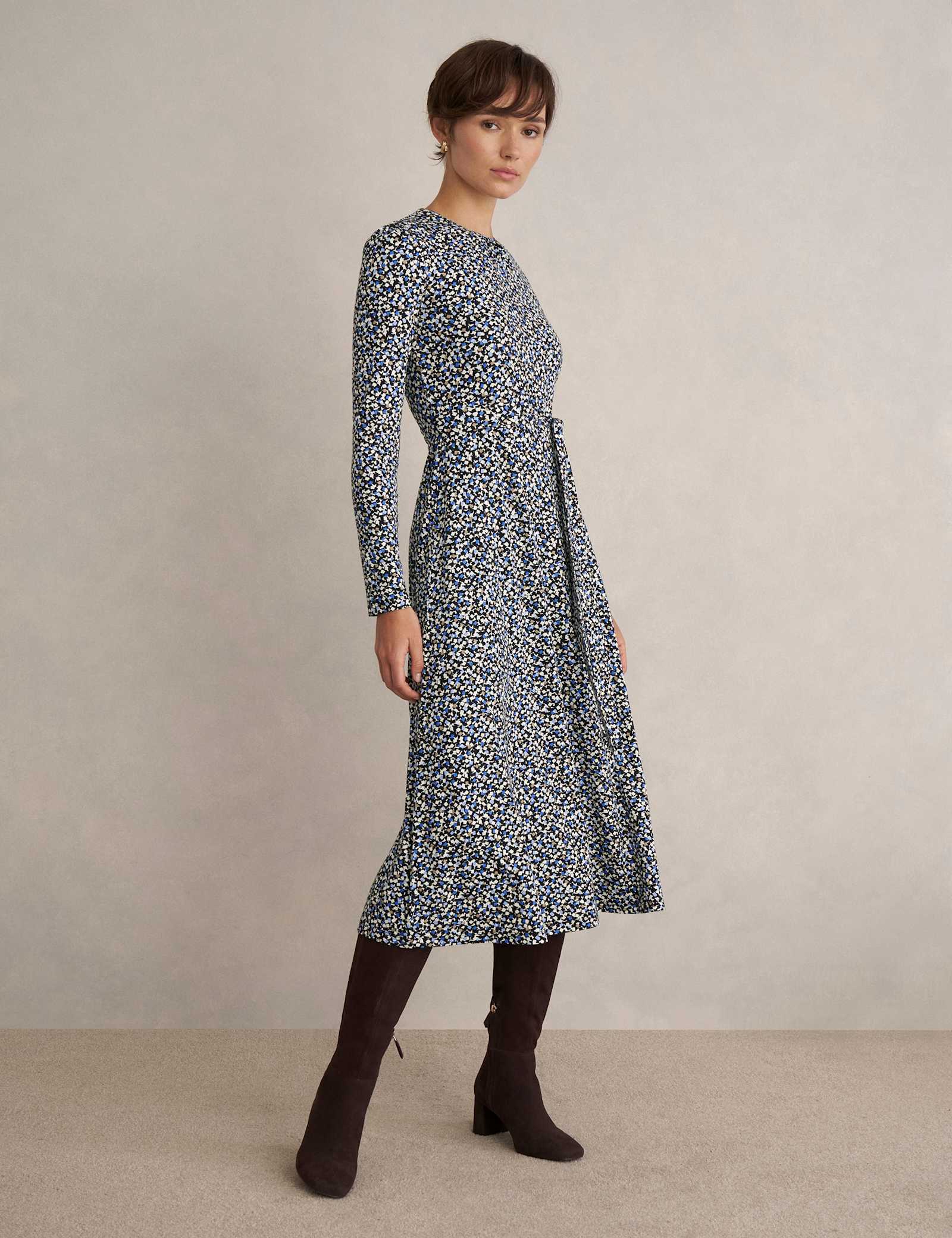 Jersey Geometric Midi Skater Dress - image 2