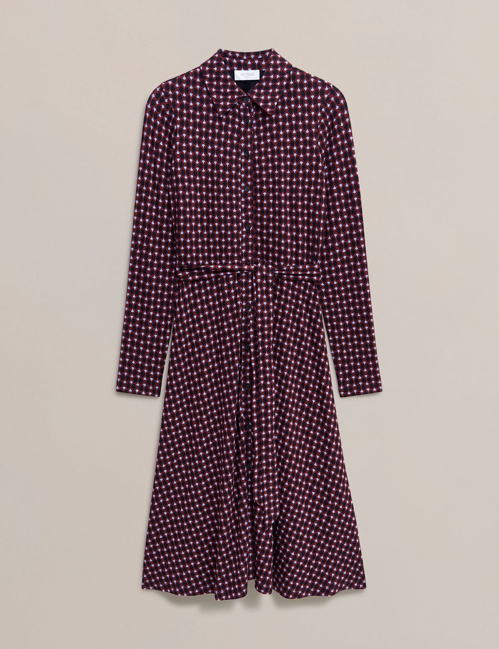 Jersey Geometric V-Neck Midi Shirt Dress - image 1