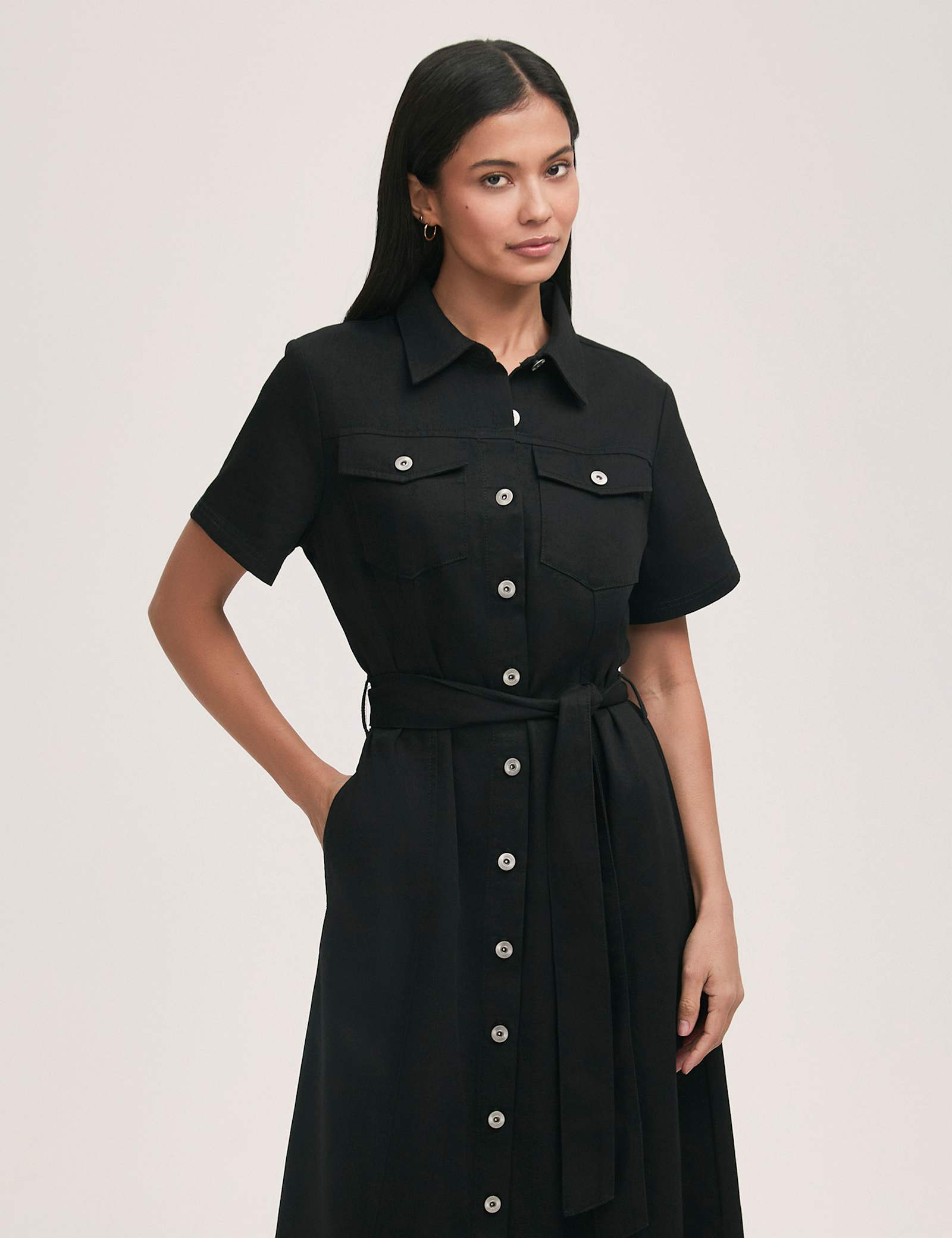 Cotton Rich Denim Midi Shirt Dress - image 3