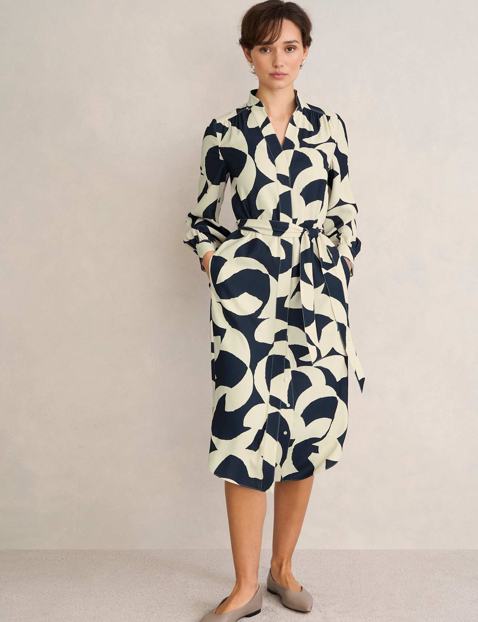 Alisa Printed Collared Midi Shirt Dress - image 2