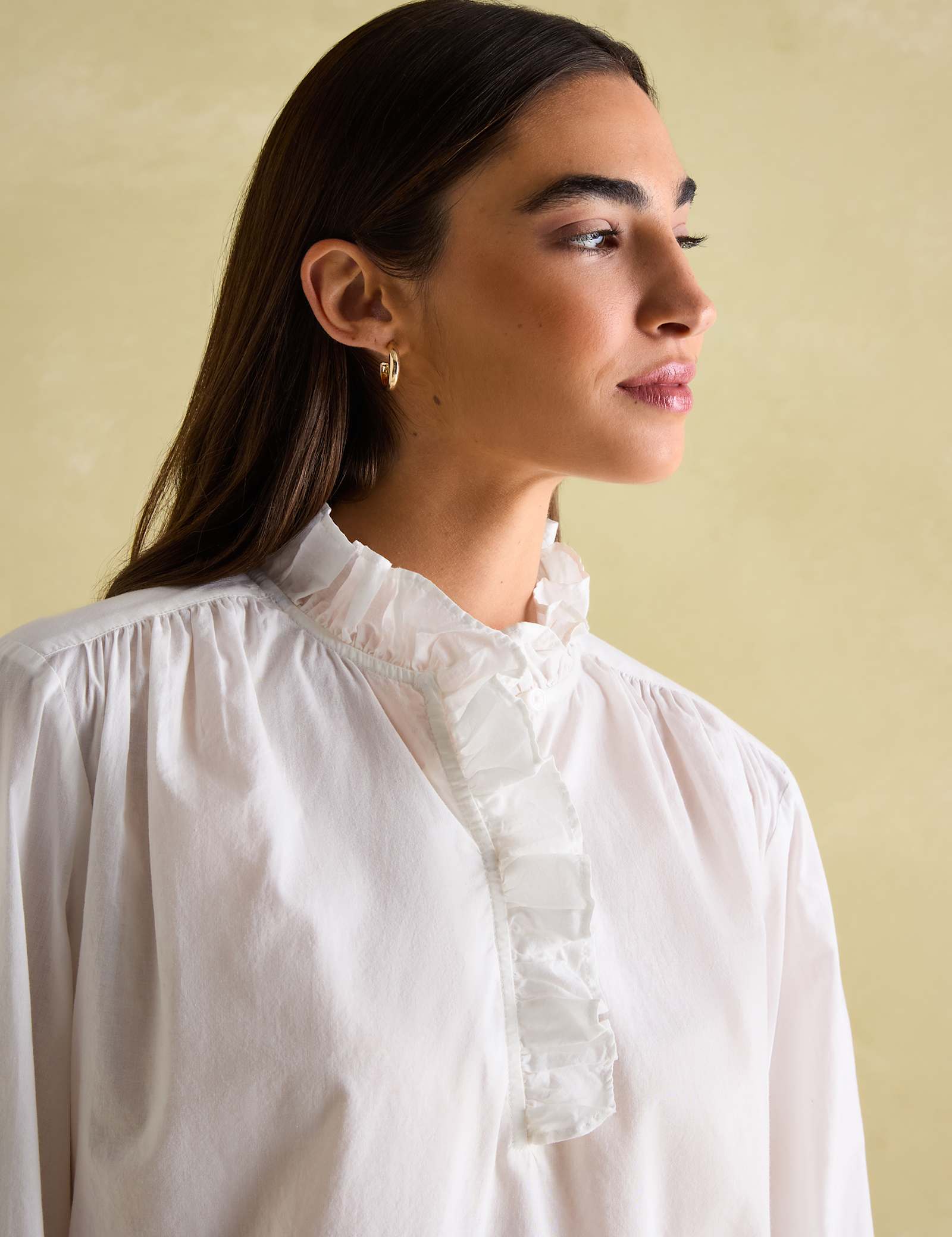 Pure Cotton High Neck Ruffle Blouse - image 3
