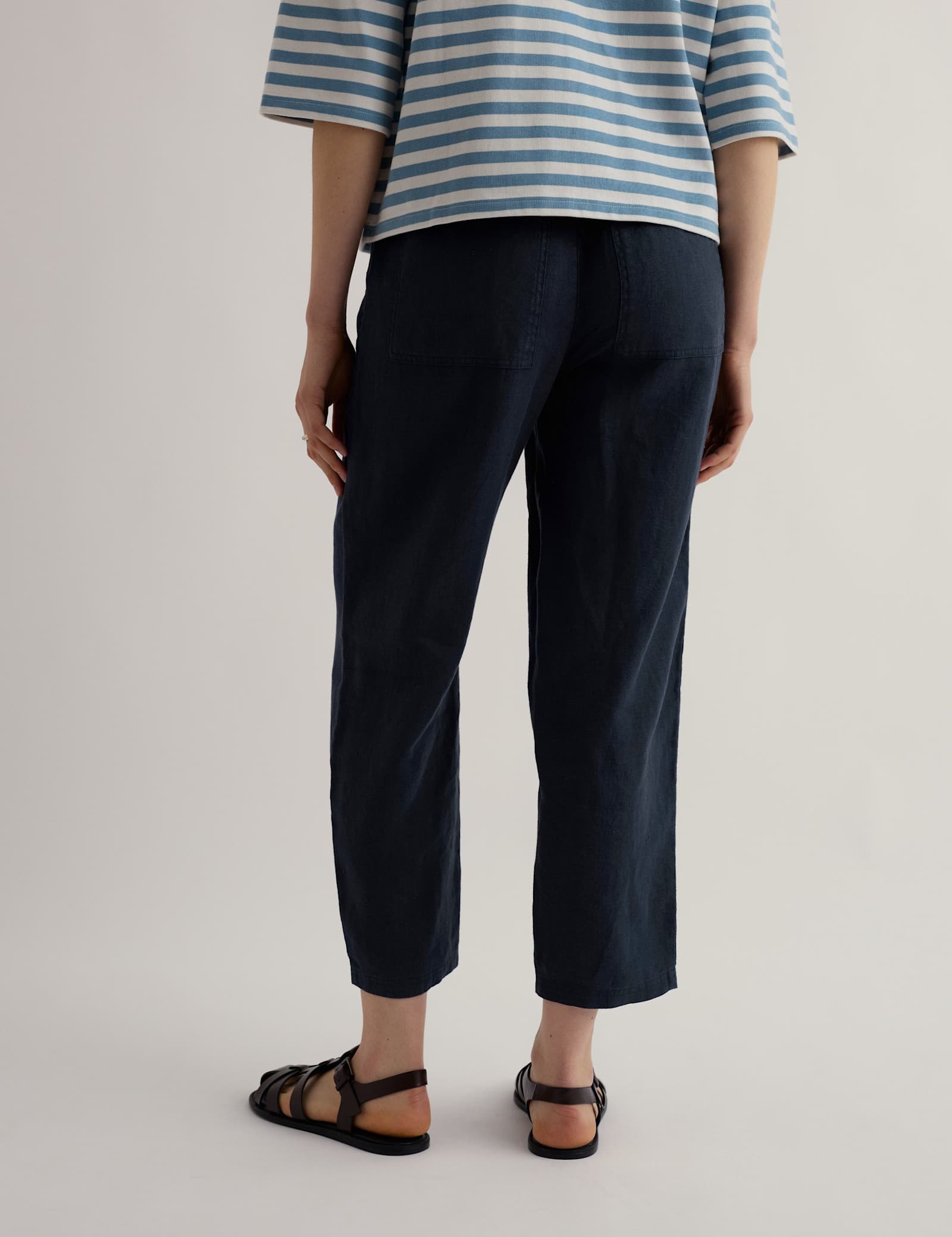 Pure Linen Drawstring Ankle Grazer Trousers - image 4