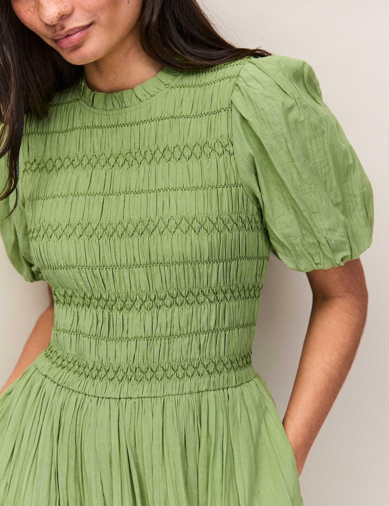 Cotton Rich Midaxi Shirred Dress - image 2