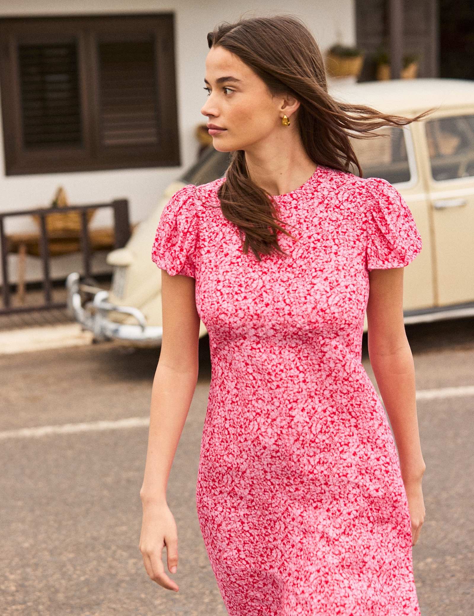 Ditsy Floral Puff Sleeve Midi Tea Dress - image 3