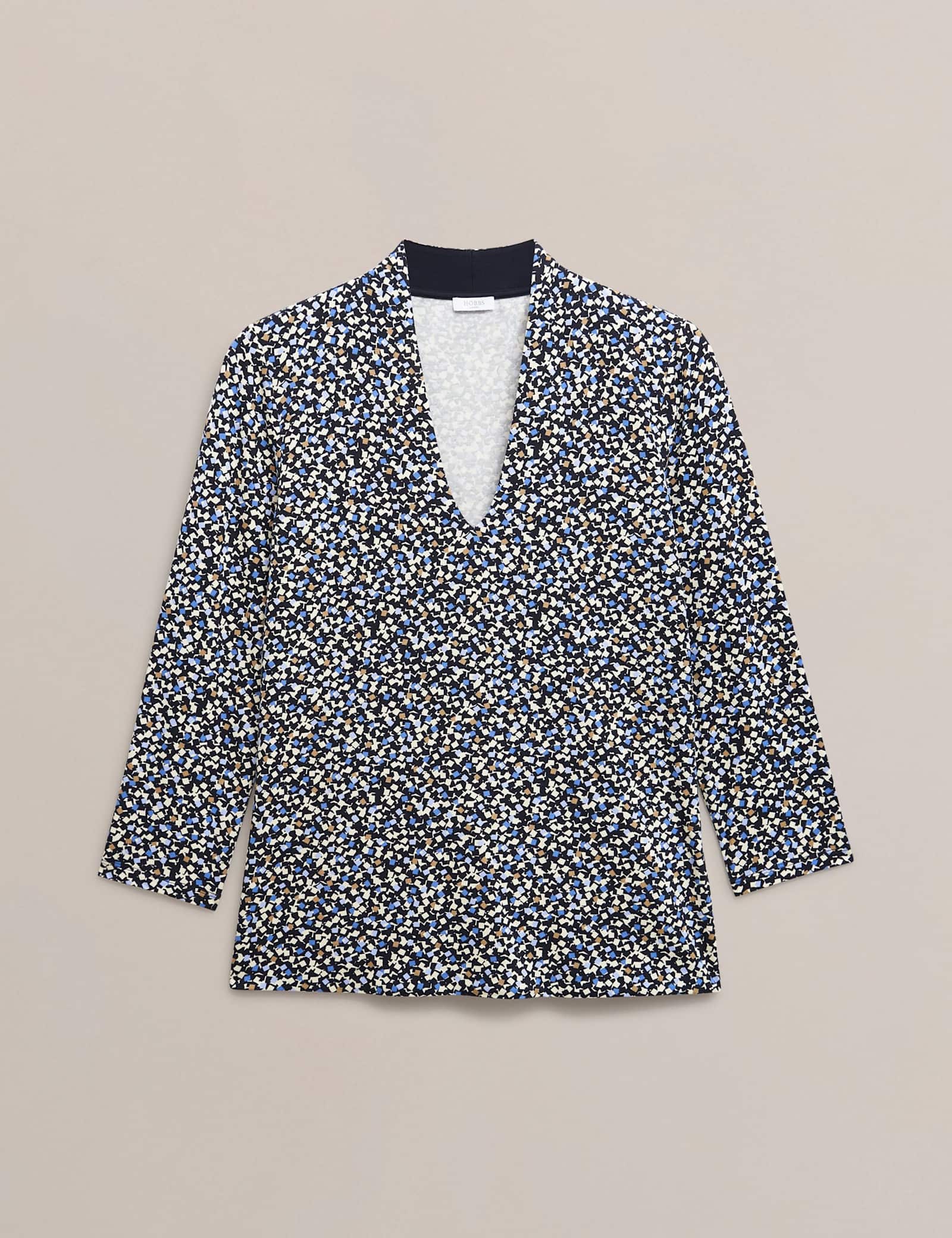 Printed V-Neck Top - image 1