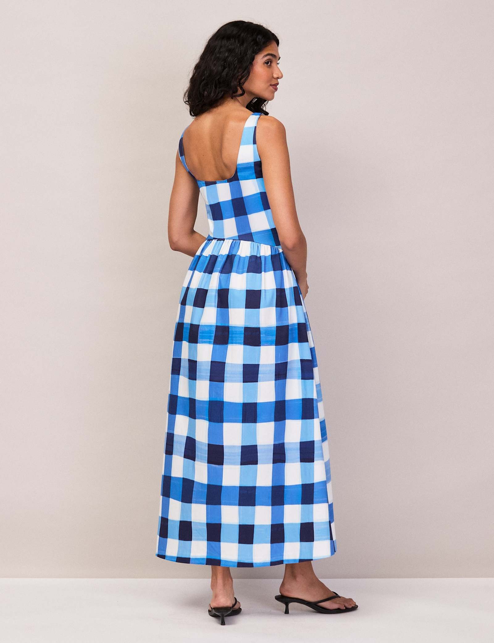 Cotton Rich Checked Midaxi Waisted Dress - image 5